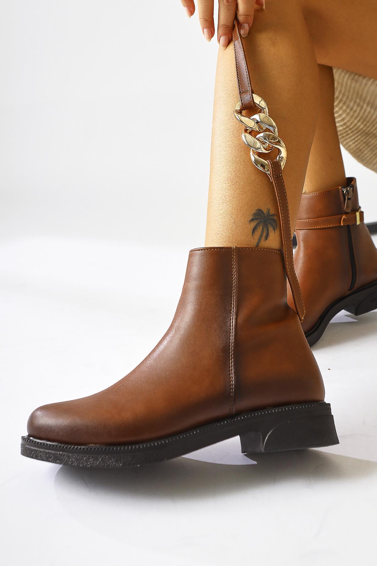 Sydra – Cognac Oval-Toe Removable-Accessory Boot (Women)