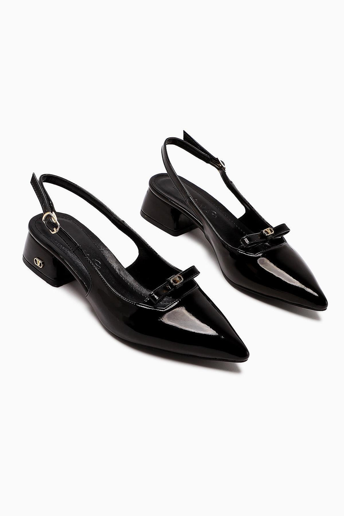 Sevy Black Patent Buckle Detailed Women’s Short Heeled Shoes
