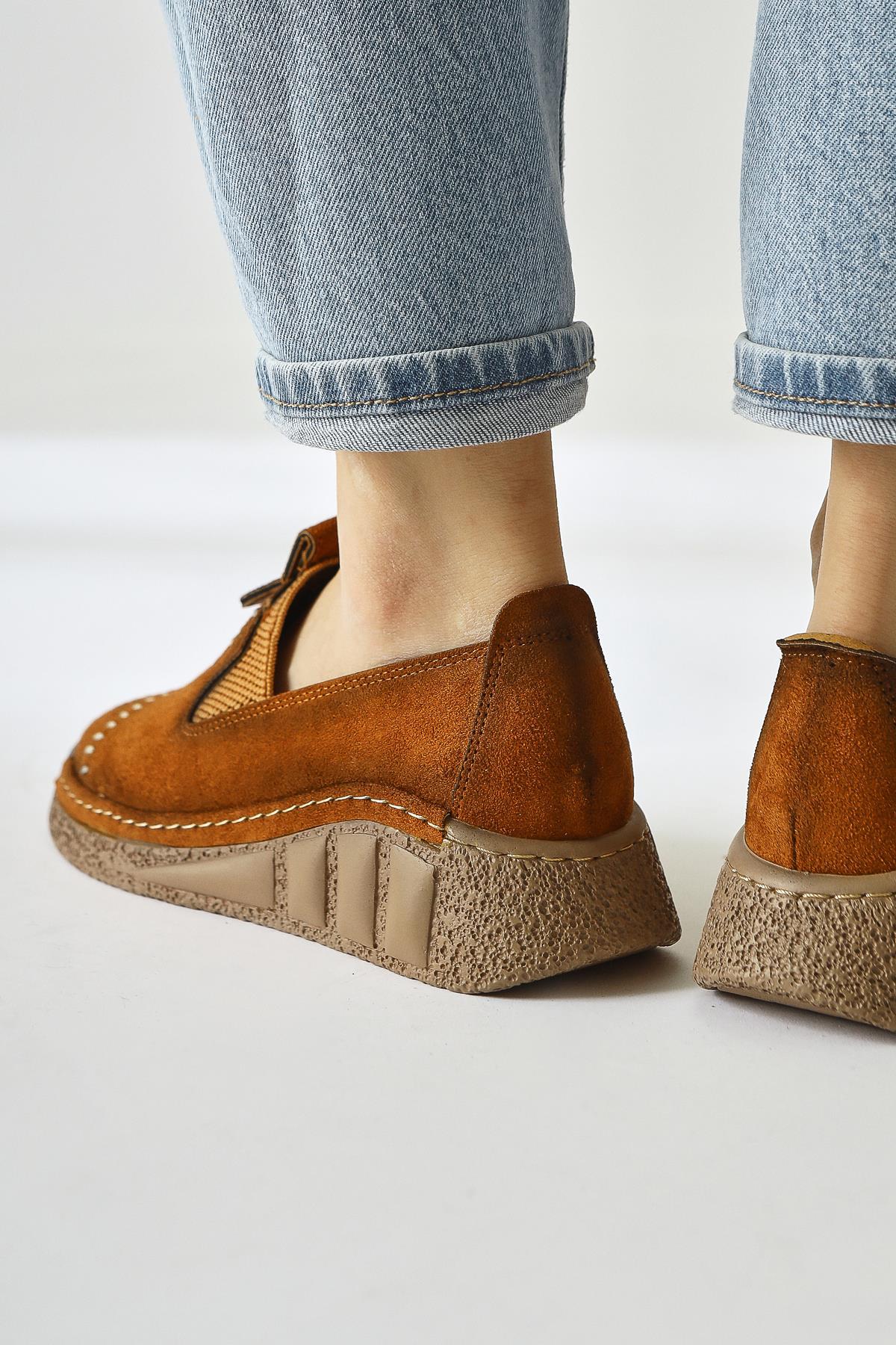 Bethina – Cognac Suede Rivet-Detail Laser-Cut Ballet Flat (Women)