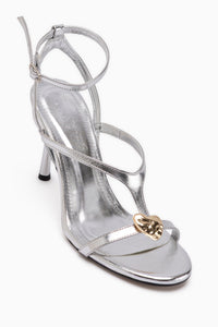 Sweta Silver Ankle Strap Buckled Women’s Heeled Shoes