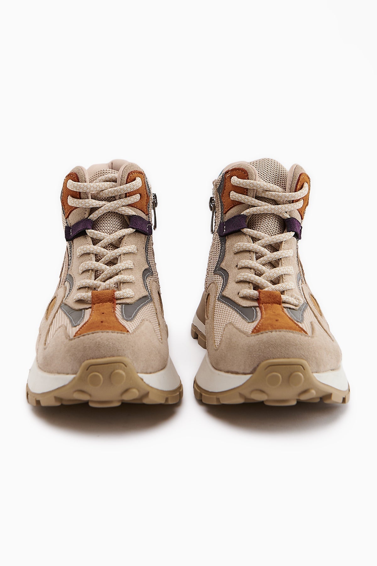 Emma – Nude Suede-Detail Lace-Up Sneaker (Women)