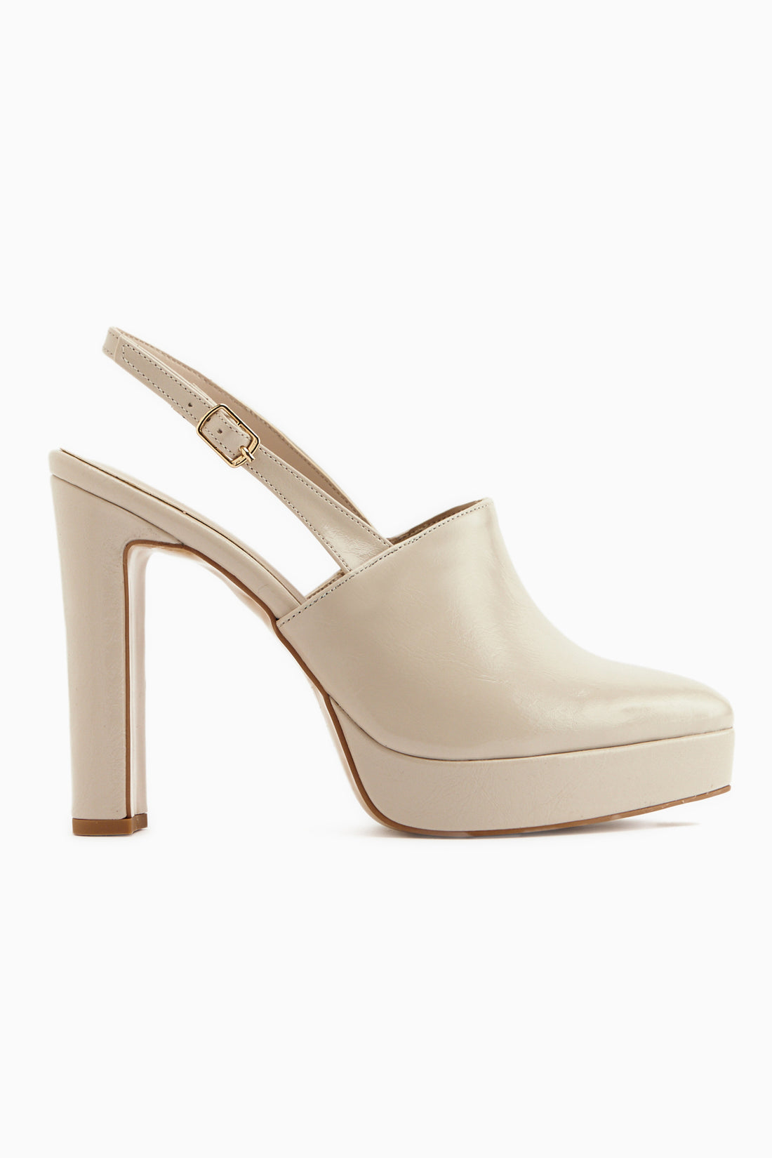 Marlen Beige Pointed Toe Slingback Platform Heeled Women’s Shoes