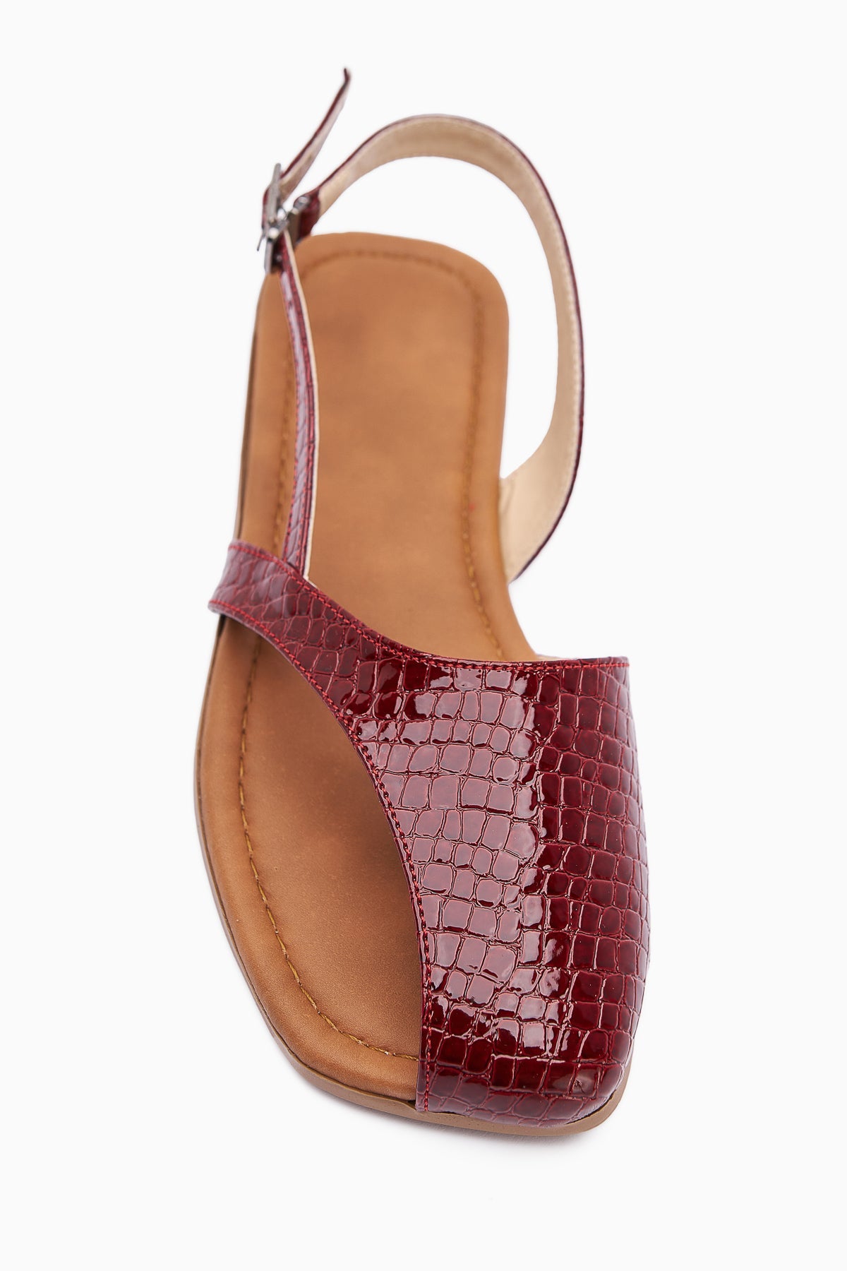 Agnez Burgundy Belt Detailed Women's Sandal