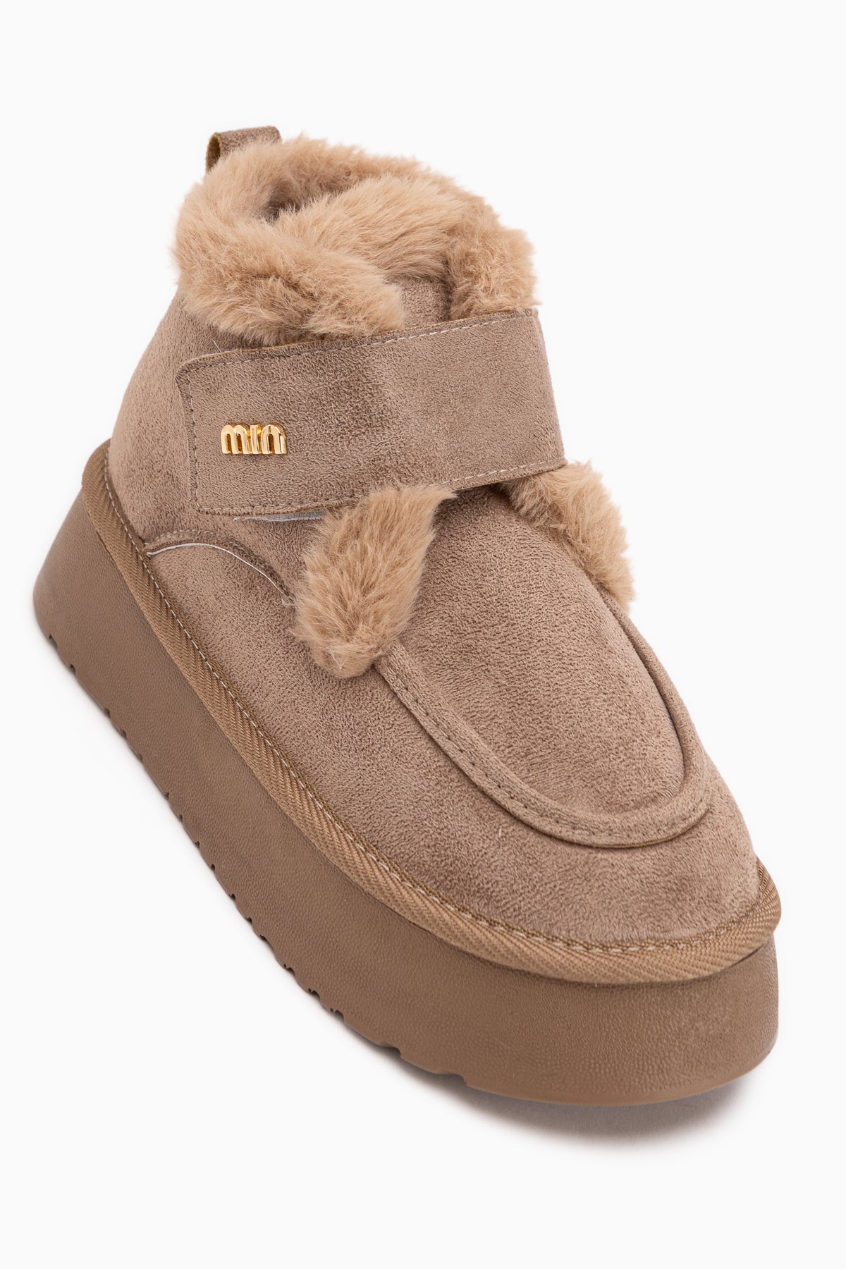 Celia Beige Suede Fur Thick Sole Women’s Boots
