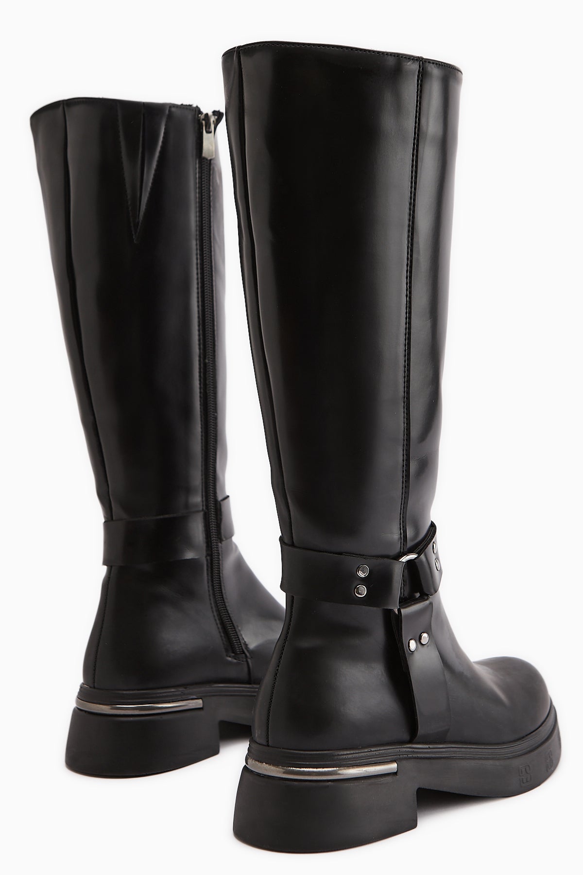 Lani Black Patent Buckle and Stud Detailed Women’s Boots