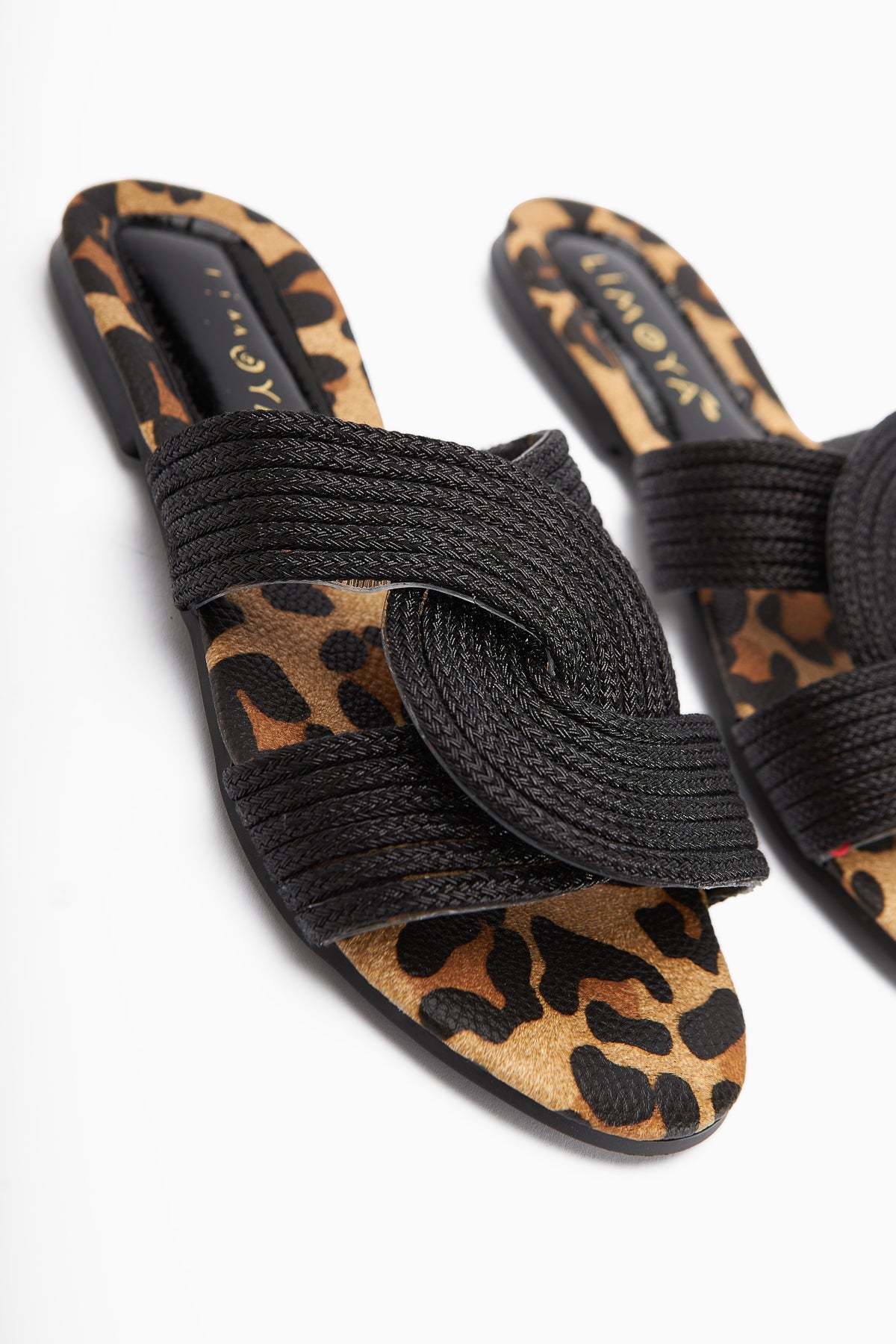 Nihaal – Black Cross-Strap Flat Sole Slide (Women)