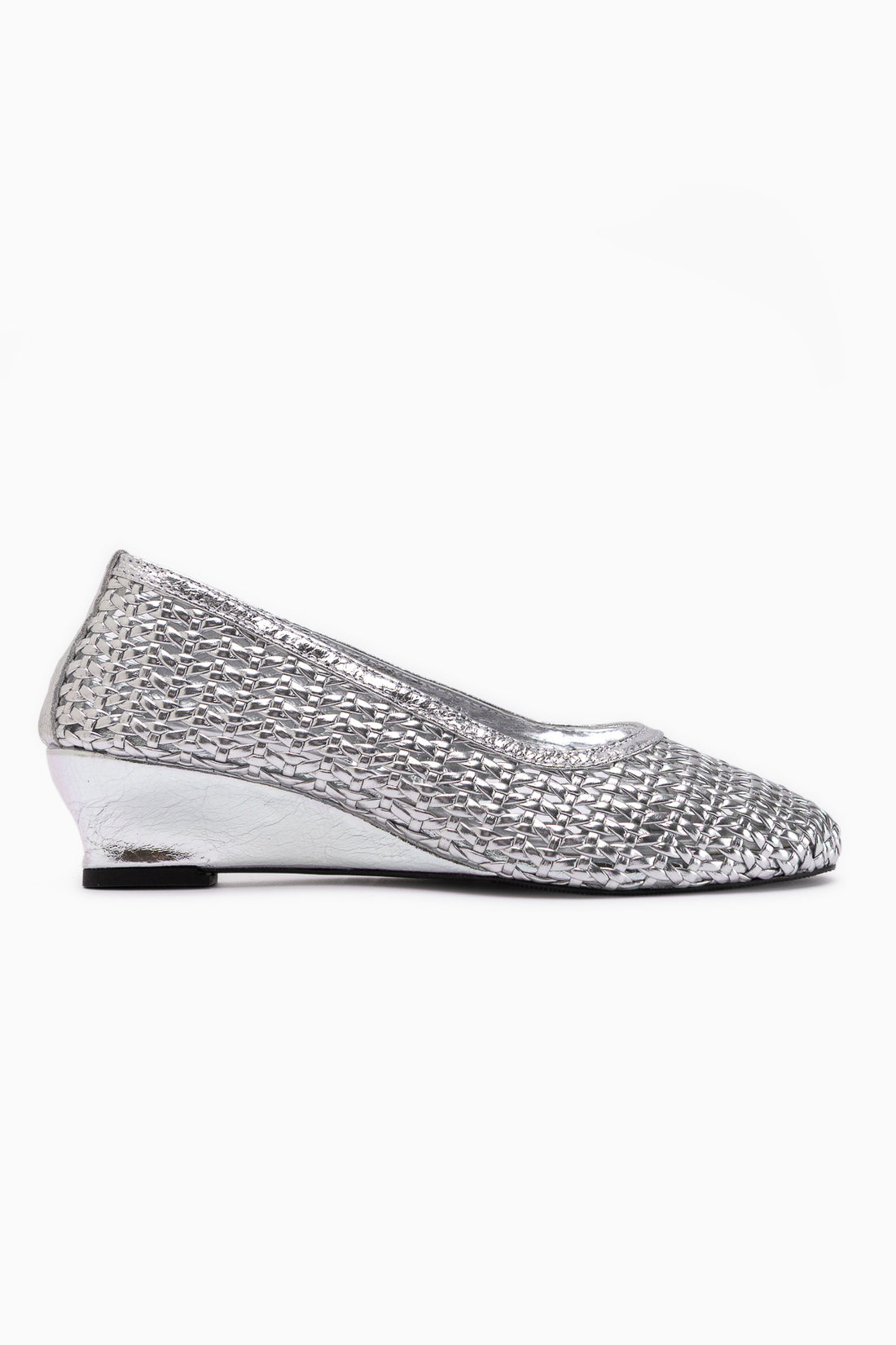 Viola Genuine Leather Silver Woven Women’s Heeled Shoes