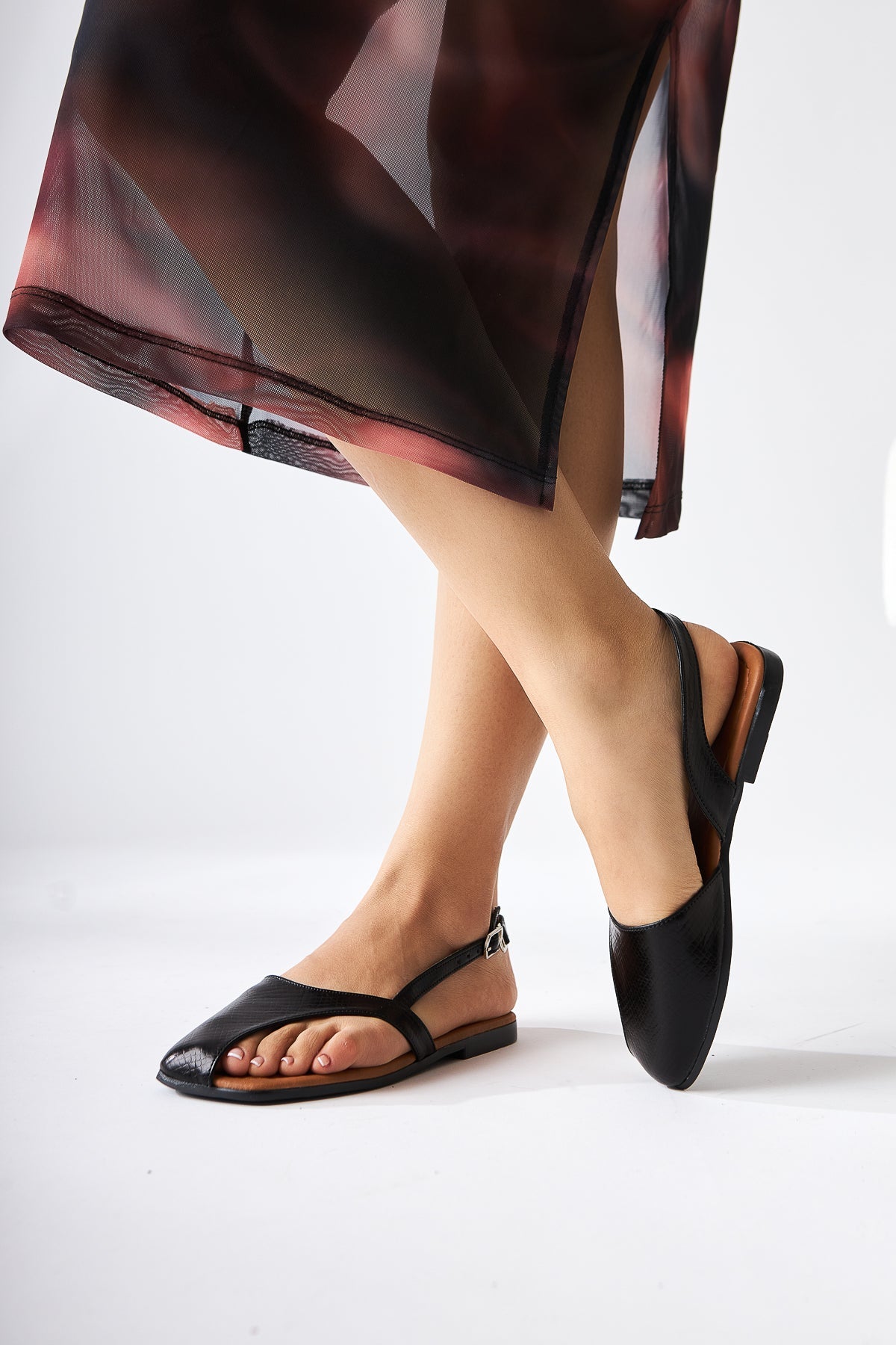 Agnez Black Belt Detailed Women's Sandal