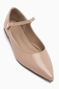 Minya Beige Pointed Toe Women’s Ballet Flats