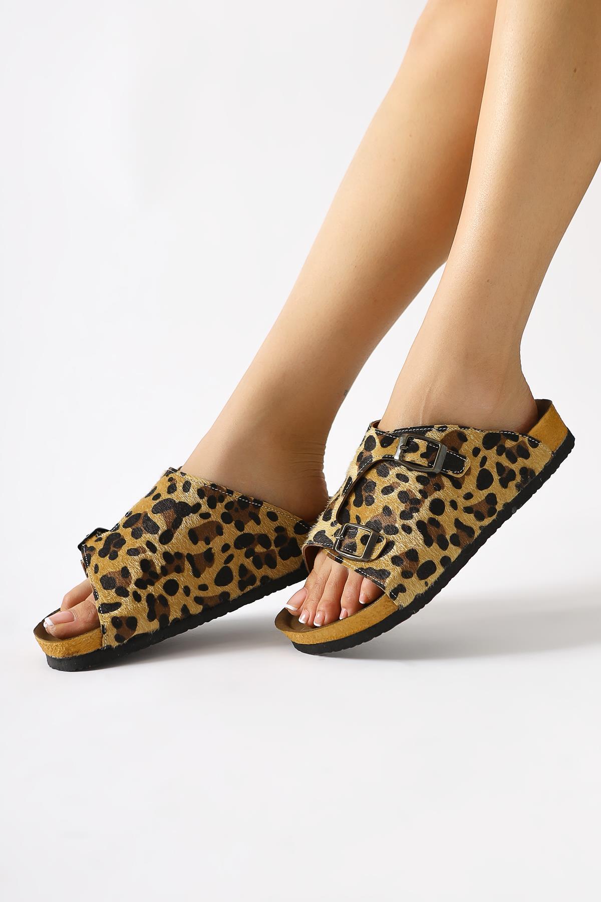 Christella - Leopard Suede Double-Buckle-Detail Slide (Women)