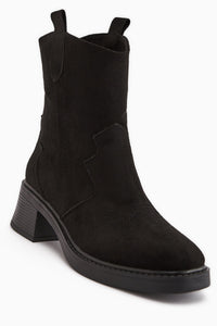 Mindra Black Suede Embroidered Women's Boot