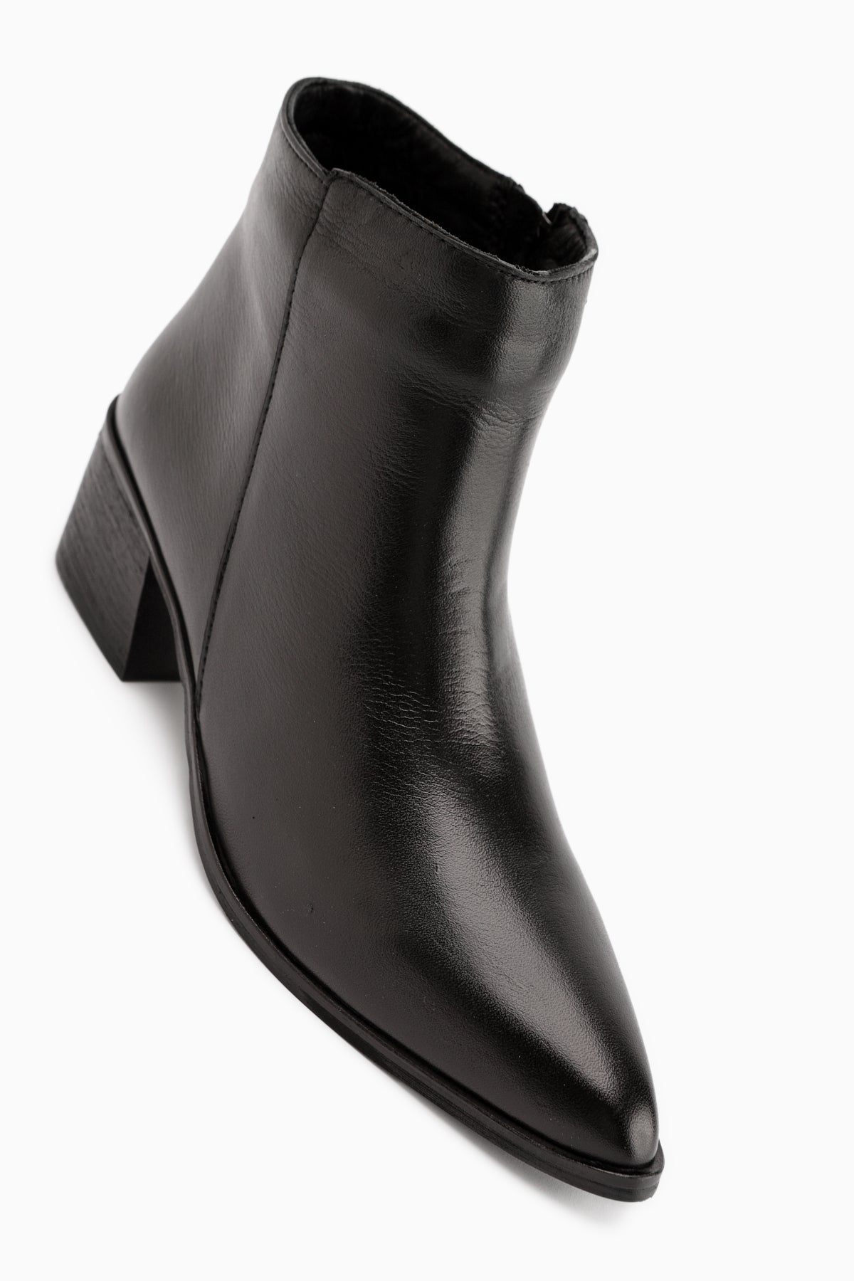 Mita Genuine Leather Black Heeled Women's Boot