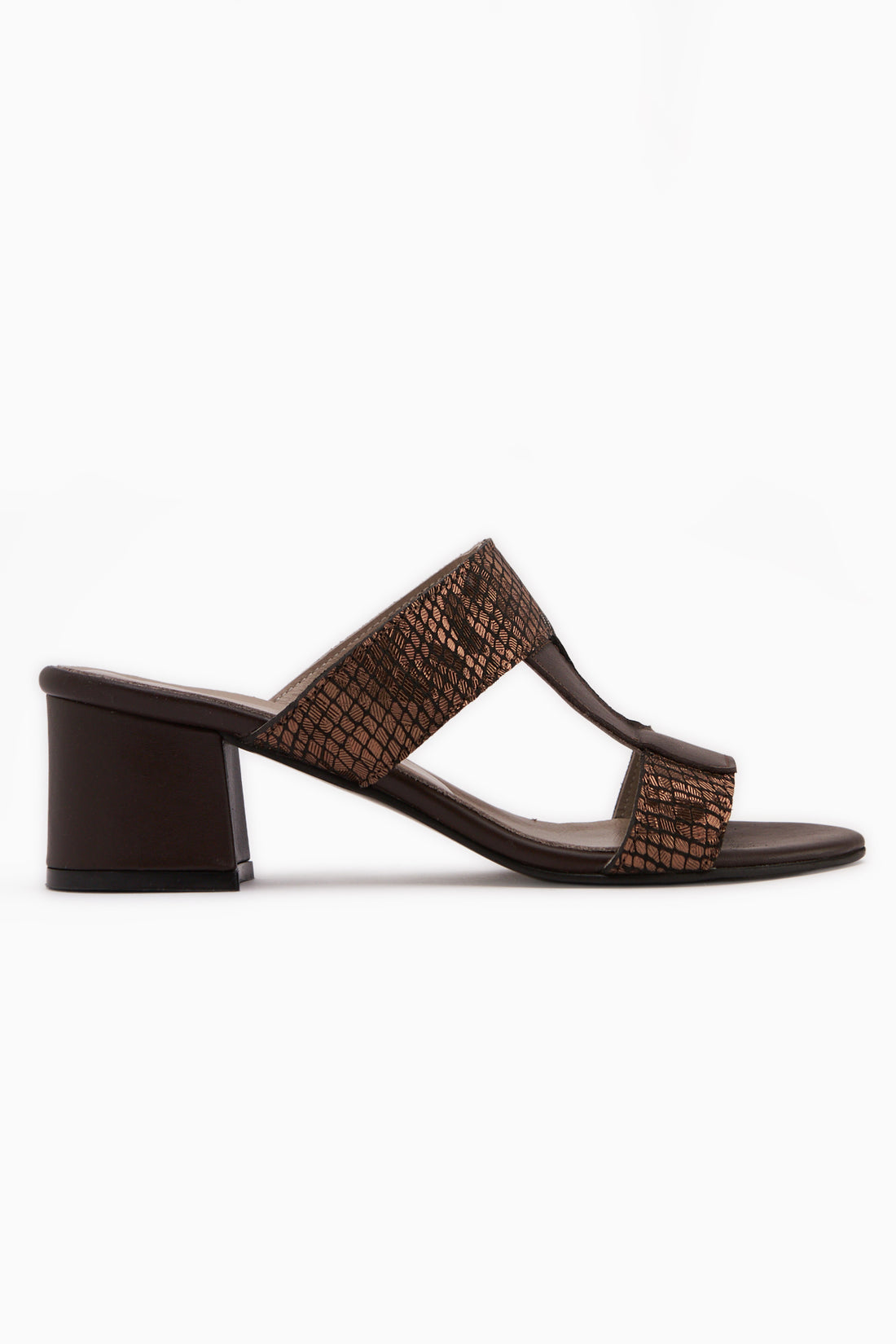 Helly Genuine Leather Brown Snake Pattern Women’s Slippers