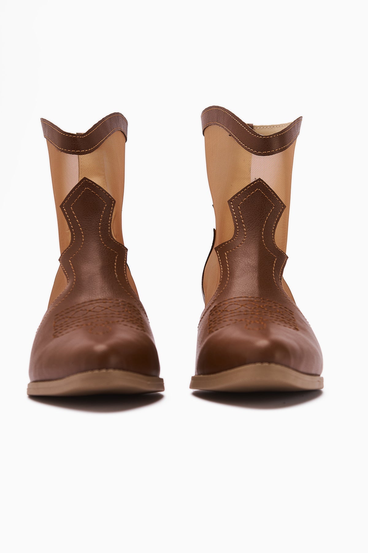 Sevala Taba Embroidered Western Women's Summer Boots with Transparent Details