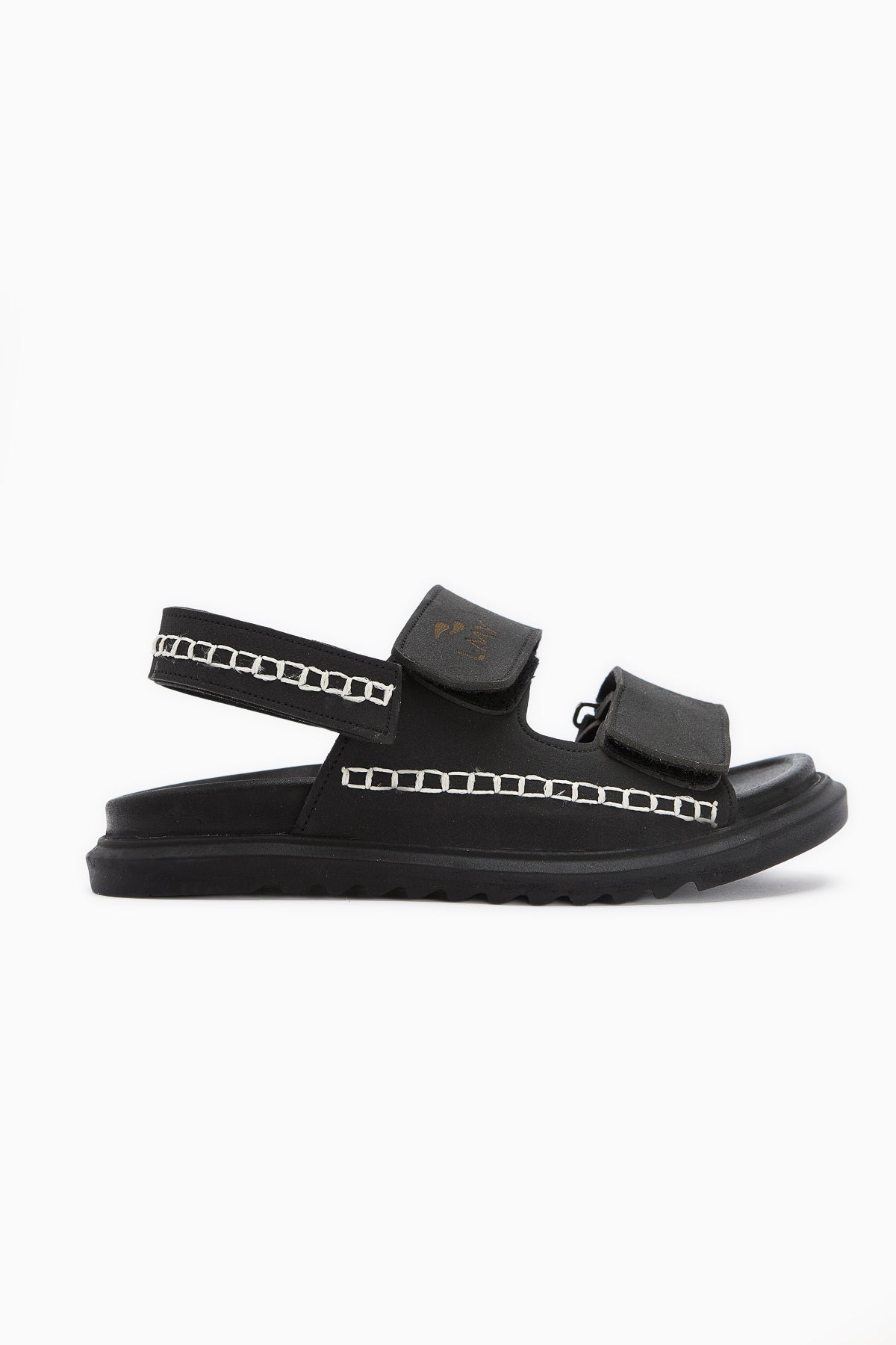 Sanna Black Embroidered Velcro Women’s Sandal