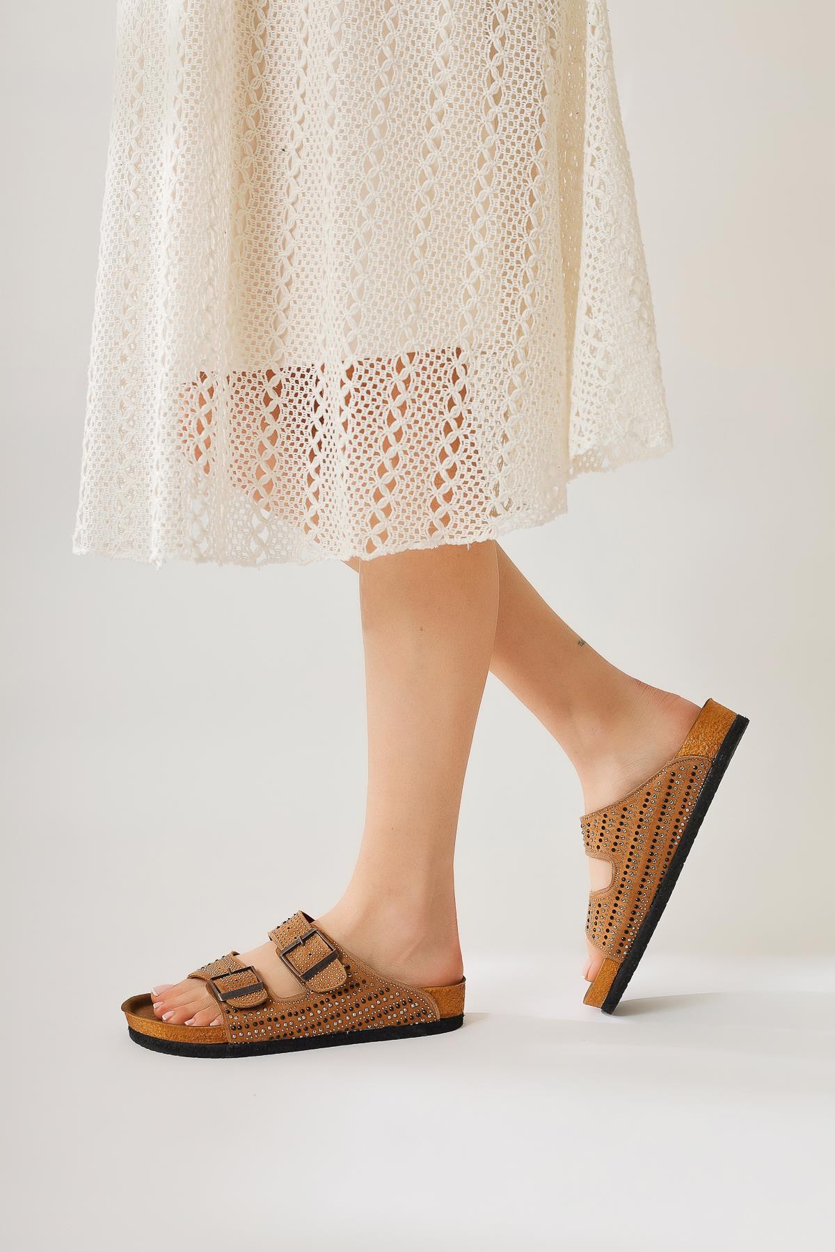 Aire Mink Double-Strap Gemstone Detail Slides