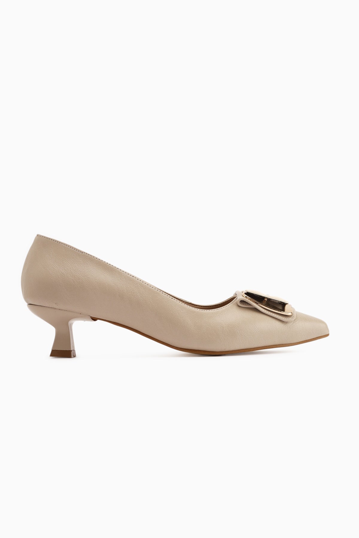 Judita – Beige Buckle-Detail Heeled Shoe (Women)