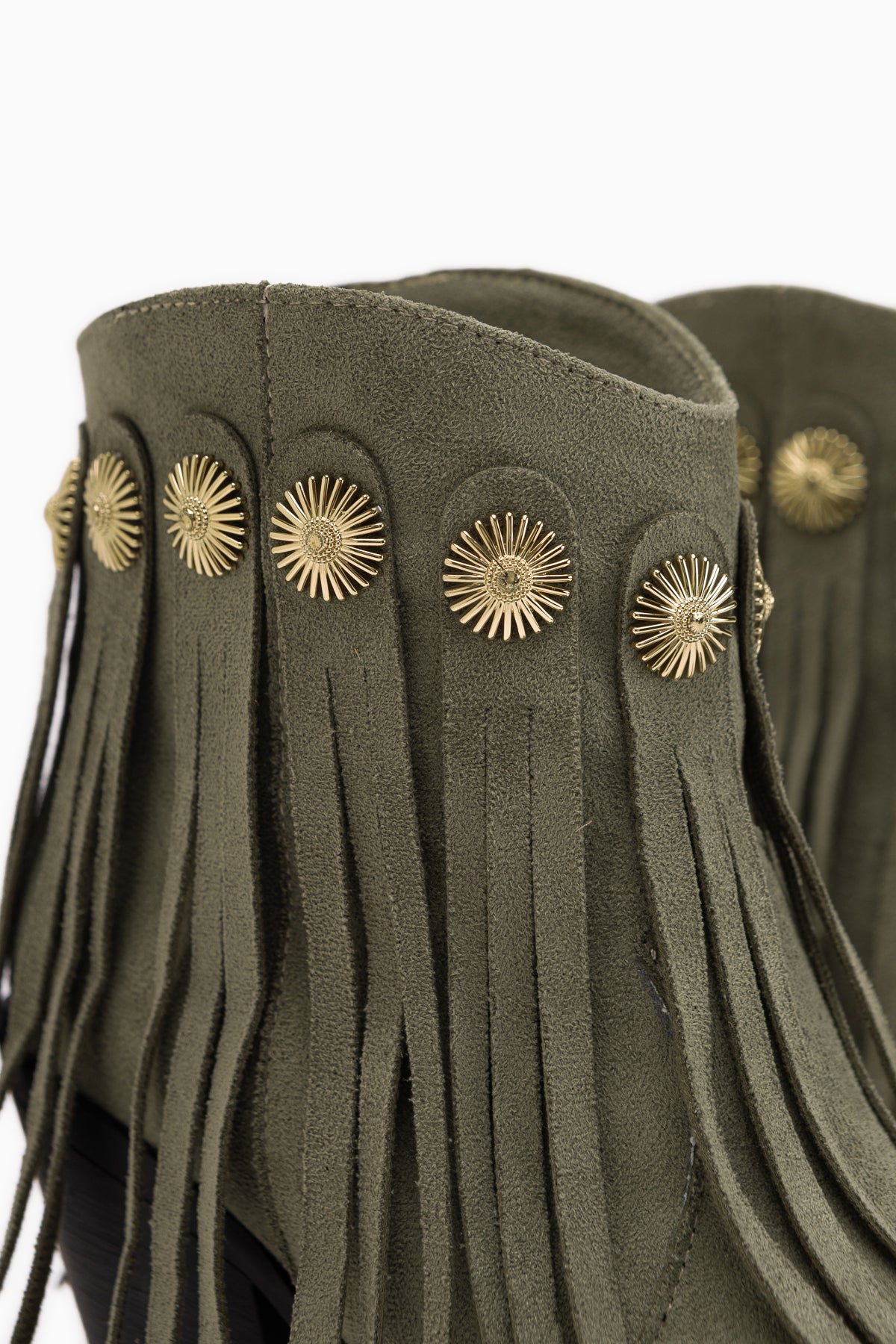 Rodeo Green Suede Fringed Thick Heeled Women’s Western Boots