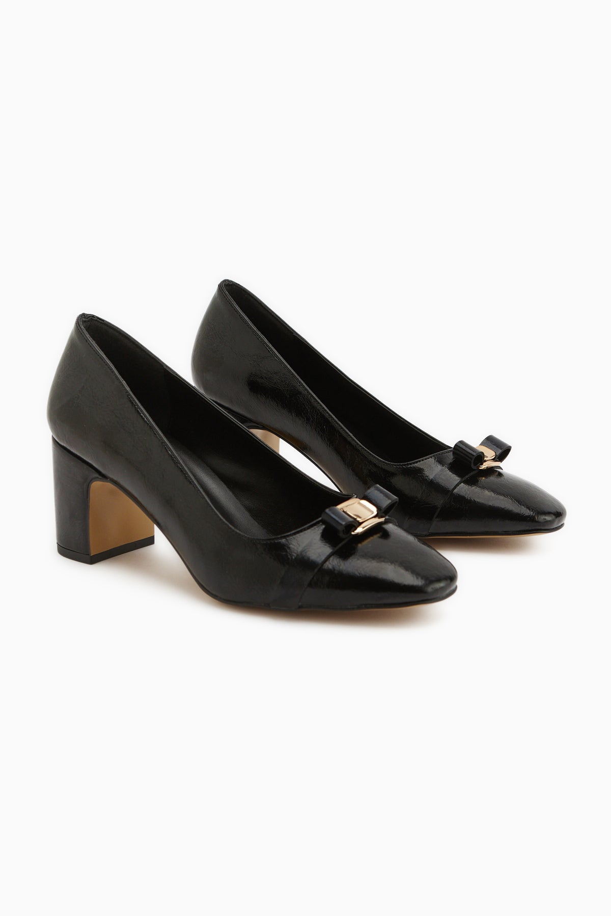 Lois Black Buckled Square Toe Women’s Heeled Shoes