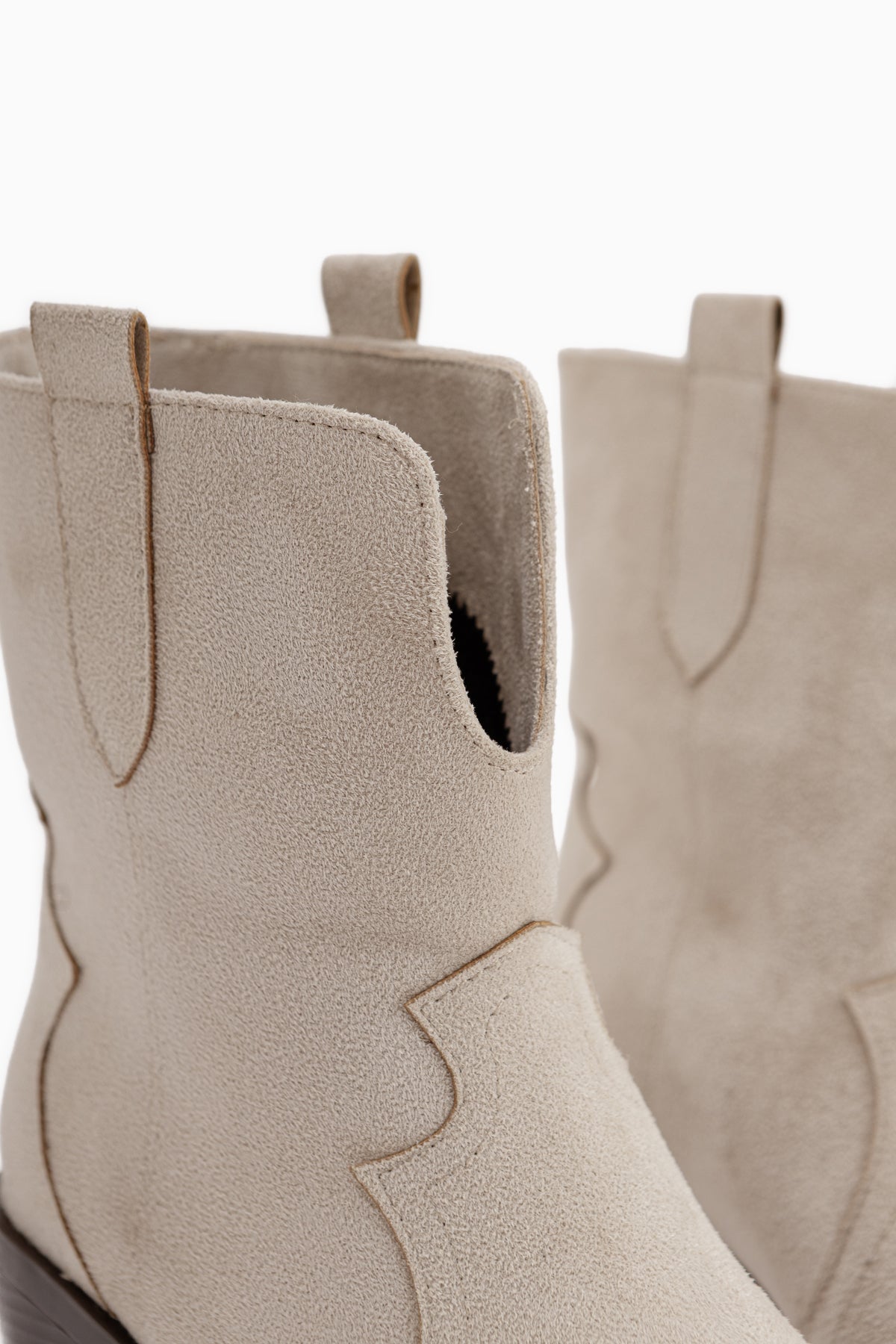 Erica Beige Suede Heeled Western Women’s Boots