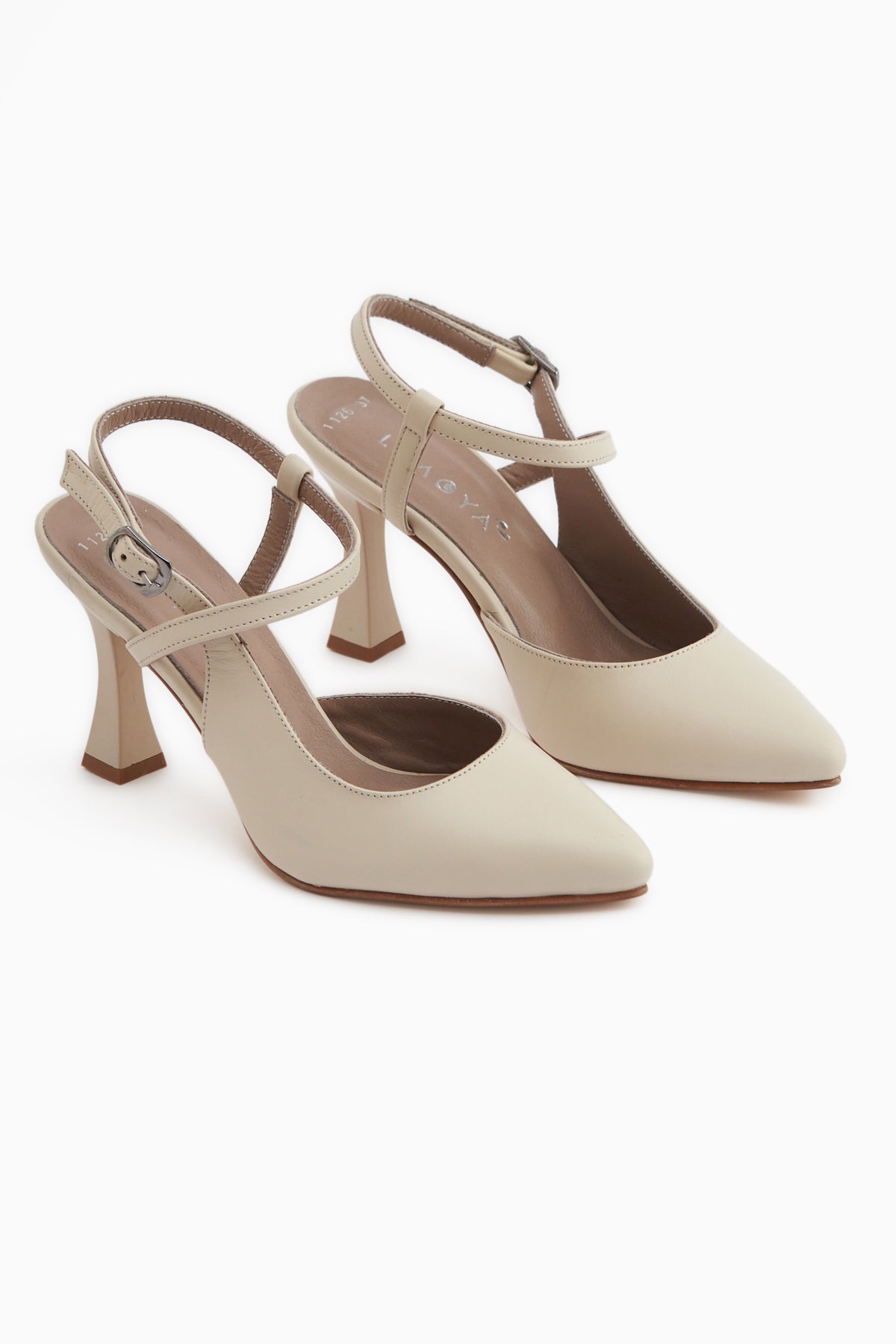 Lulia Genuine Leather Beige Buckled Women’s Heeled Shoes