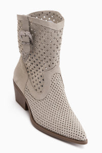 Alesia Genuine Leather Beige Suede Belt Detailed Women’s Boots