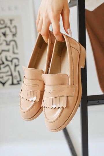Begona Salmon Patent Leather Tassel Detail Daily Shoe