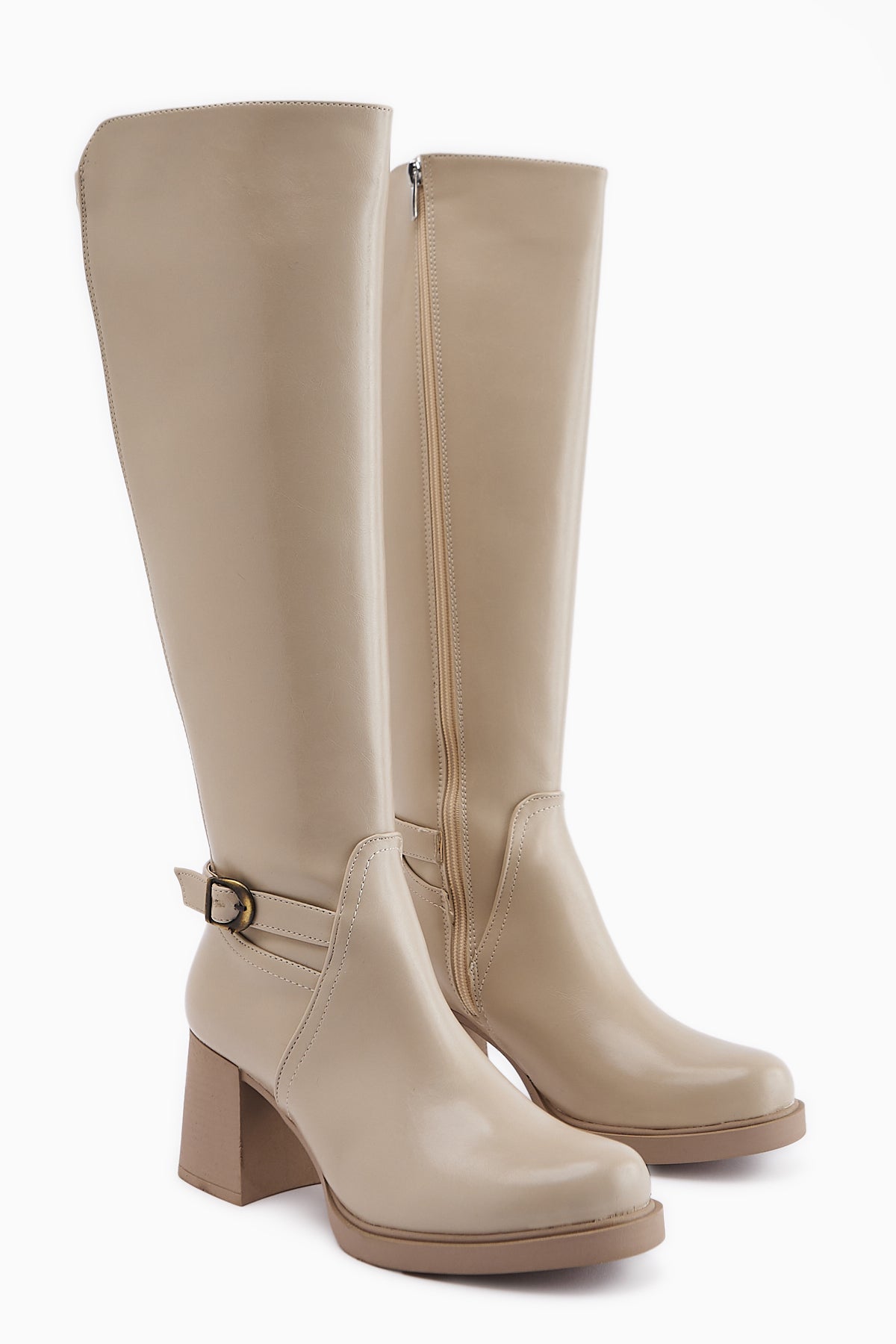 Gerti Beige Heeled Women's Boot