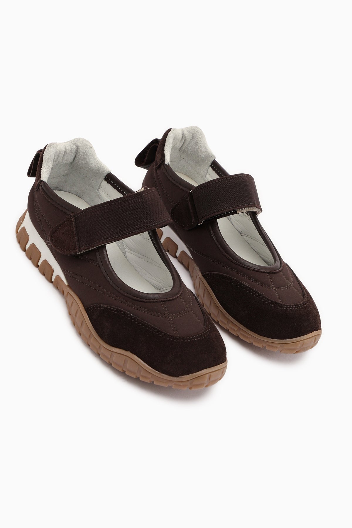 Nora Brown Fur Velcro Sporty Ballet Flat