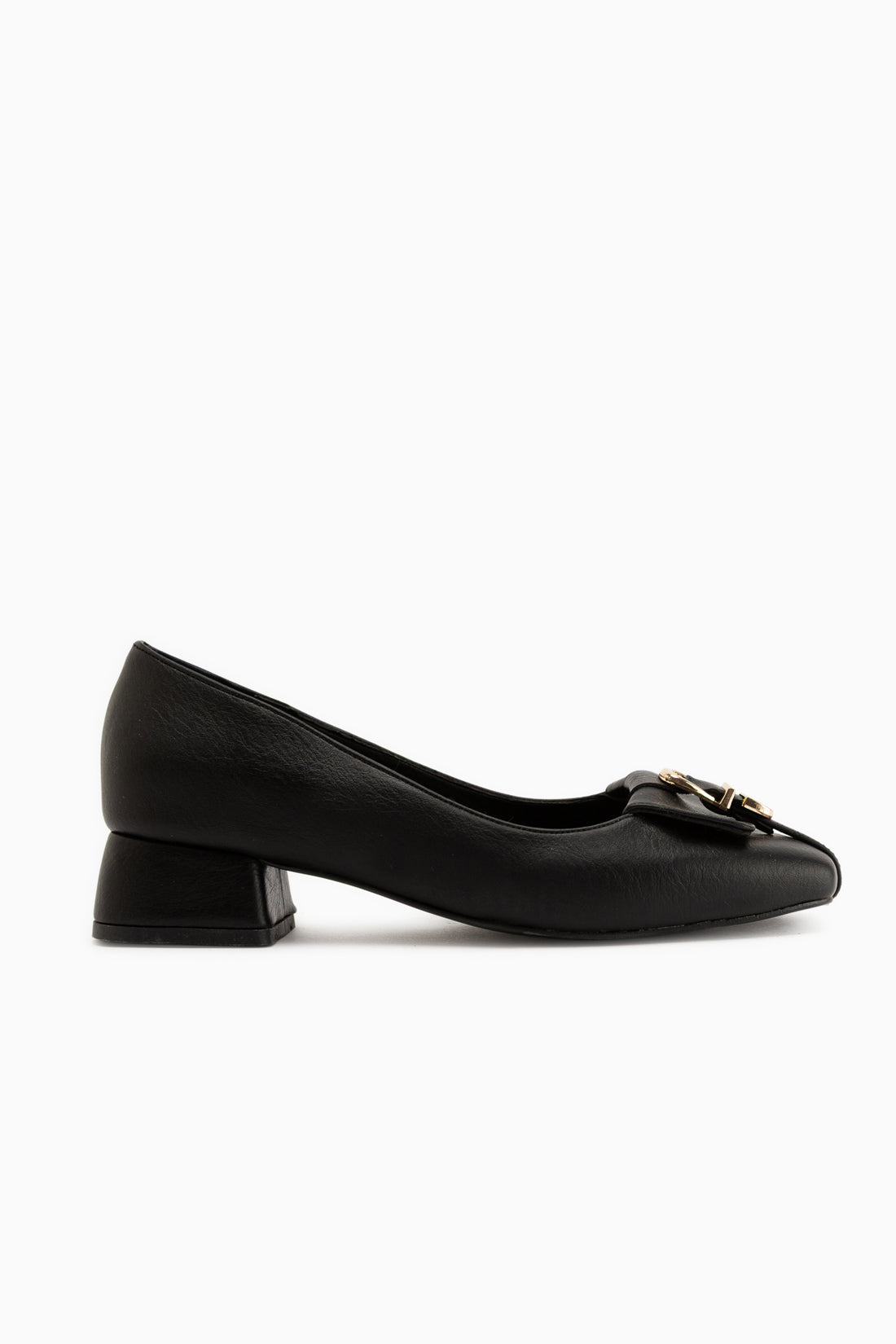 Jerry Genuine Leather Black Short Heeled Women’s Shoes