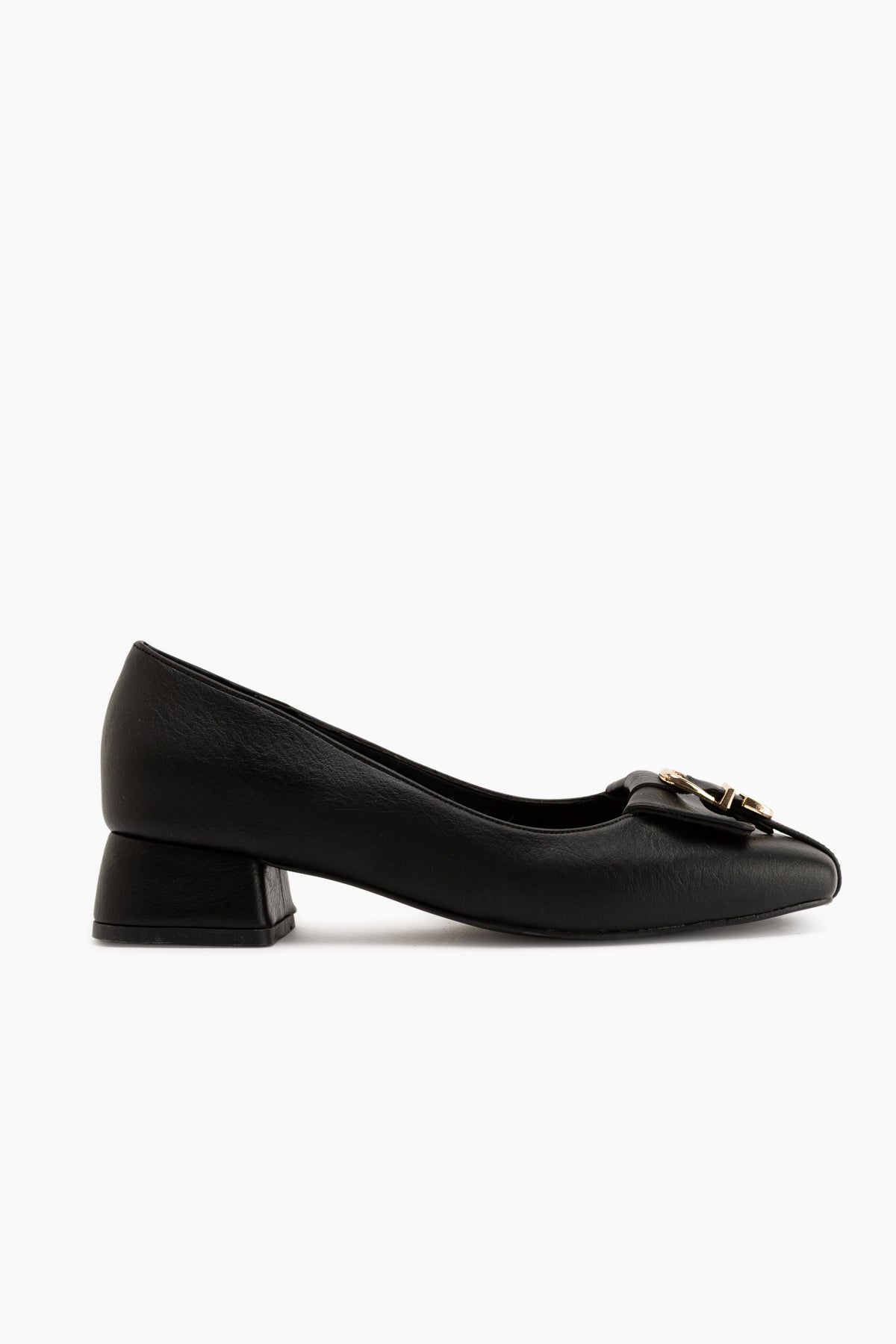 Jerry Genuine Leather Black Short Heeled Women’s Shoes