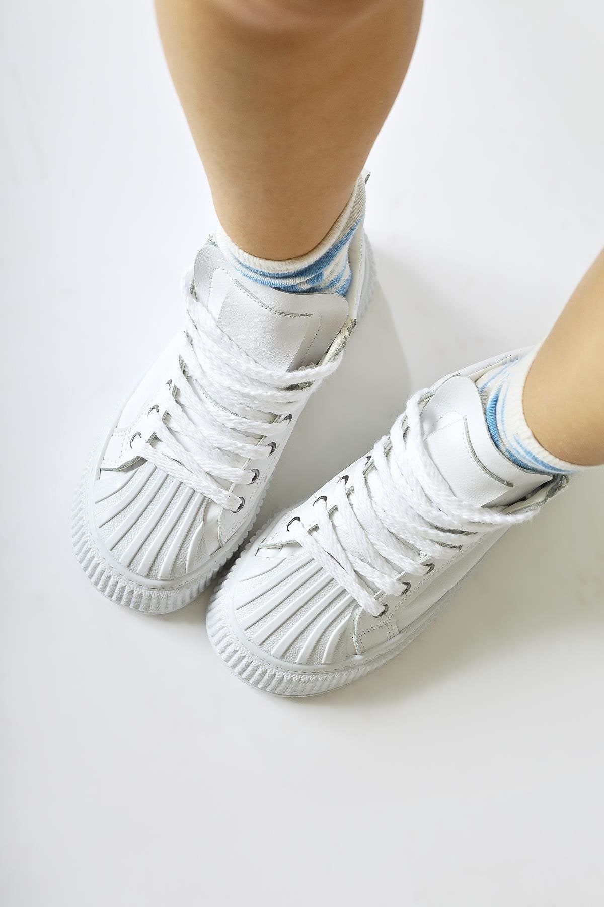 Daniele – White Lace-Up Sneaker Boot (Women)