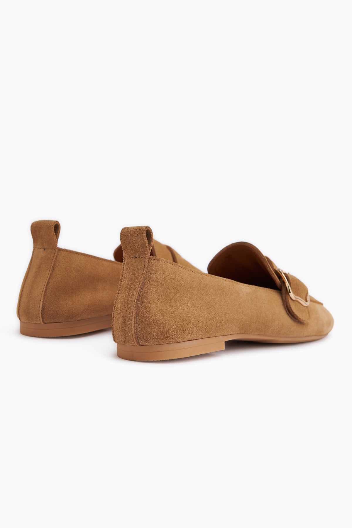 Oliva Genuine Leather Tan Buckled Women’s Ballet Flats