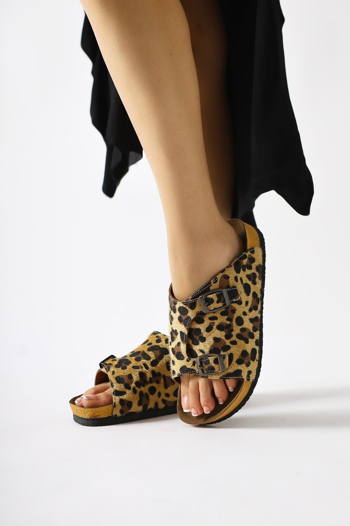 Christella - Leopard Suede Double-Buckle-Detail Slide (Women)
