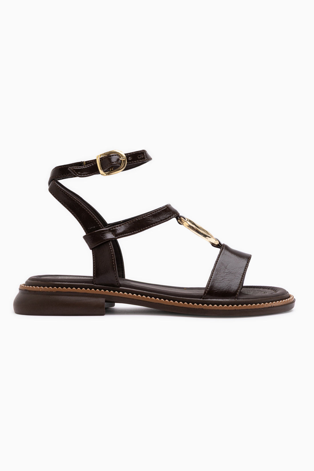 Theres Brown Buckle Detailed Ankle Strap Women’s Sandal