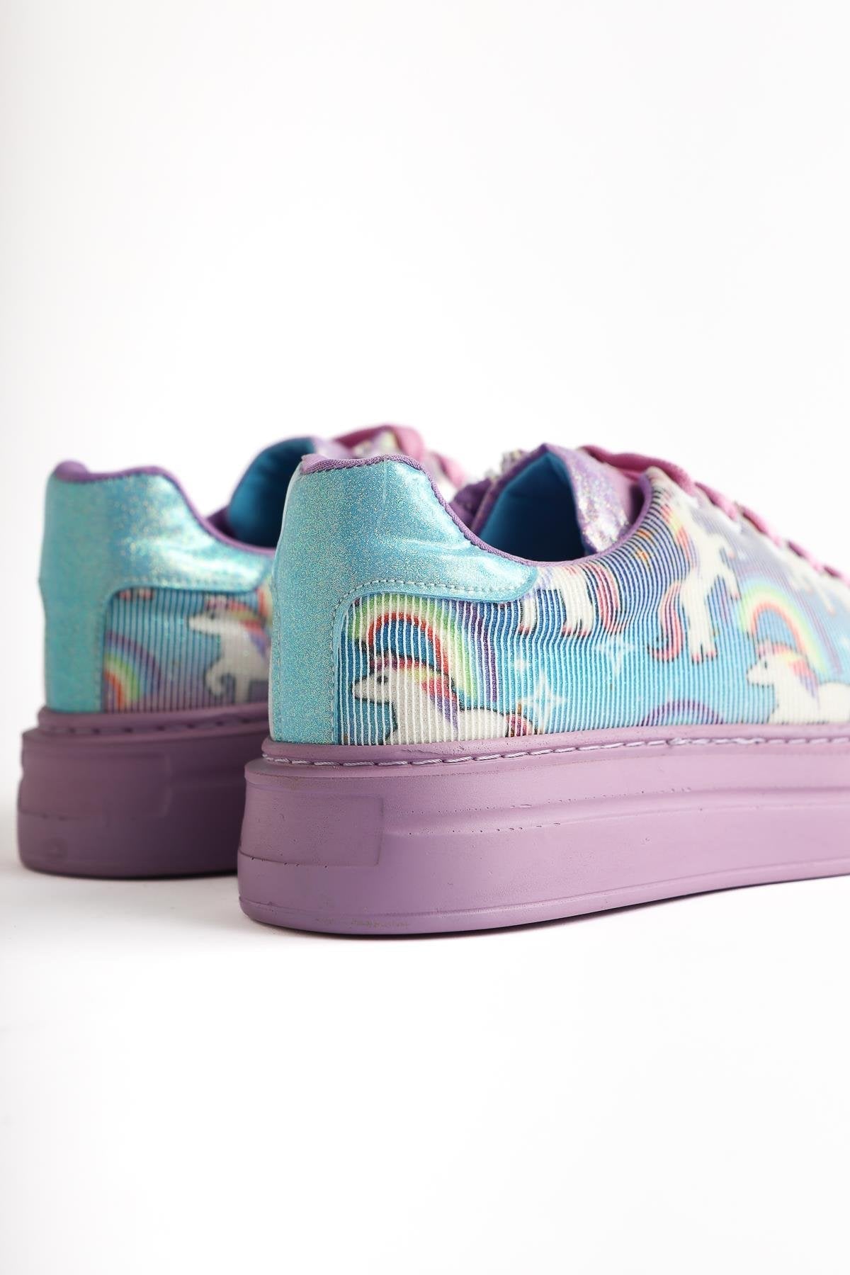 Gea Lilac Unicorn Print Kids' Athletic Shoes