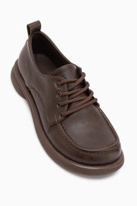 Ria Brown Thick Sole Lace-Up Women’s Loafer Shoes
