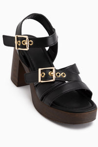 Laina Black Platform Heeled Women’s Shoes