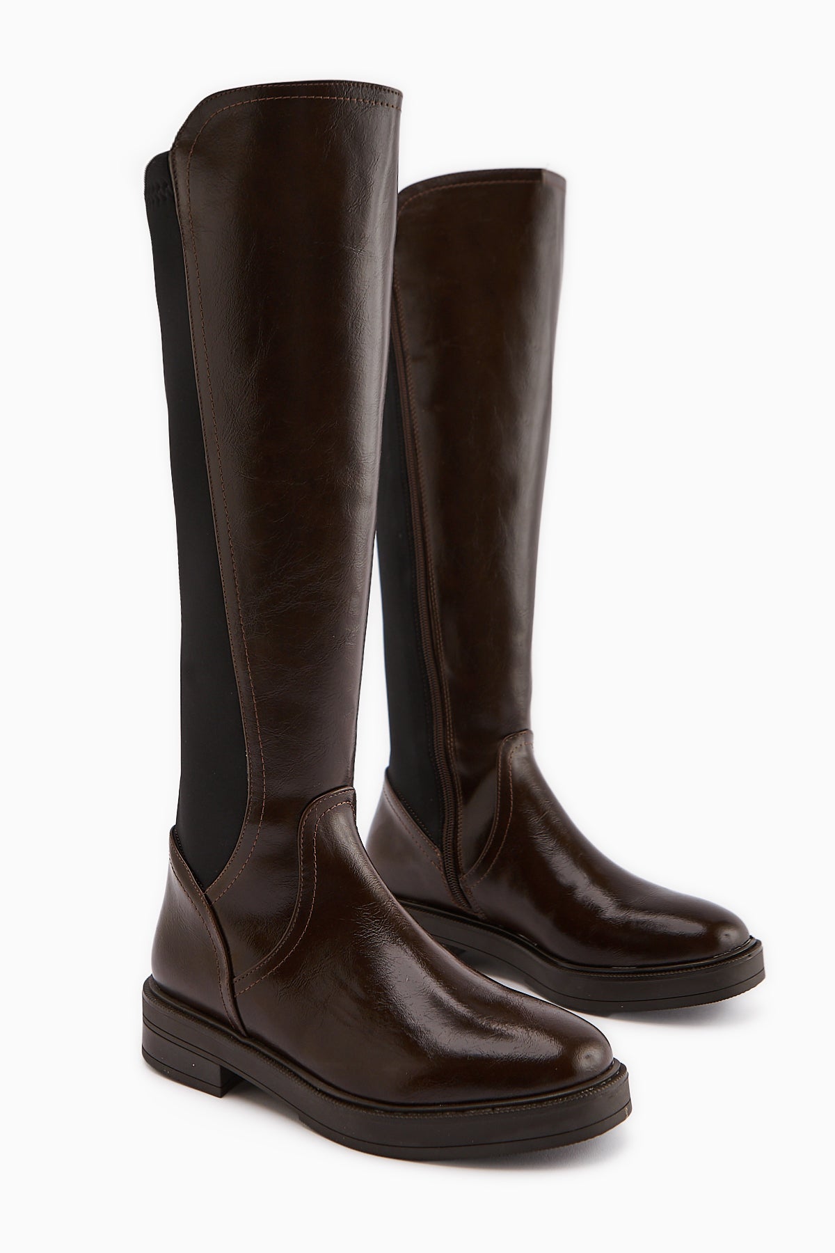 Gladis – Brown Diving-Fabric Knee-High Boot (Women)