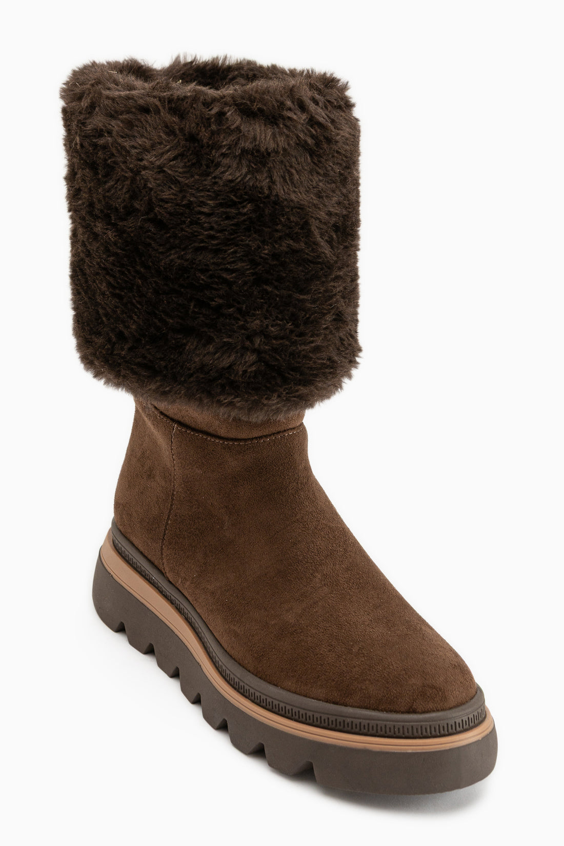 Edna Brown Suede Fur Detailed Women’s Boots