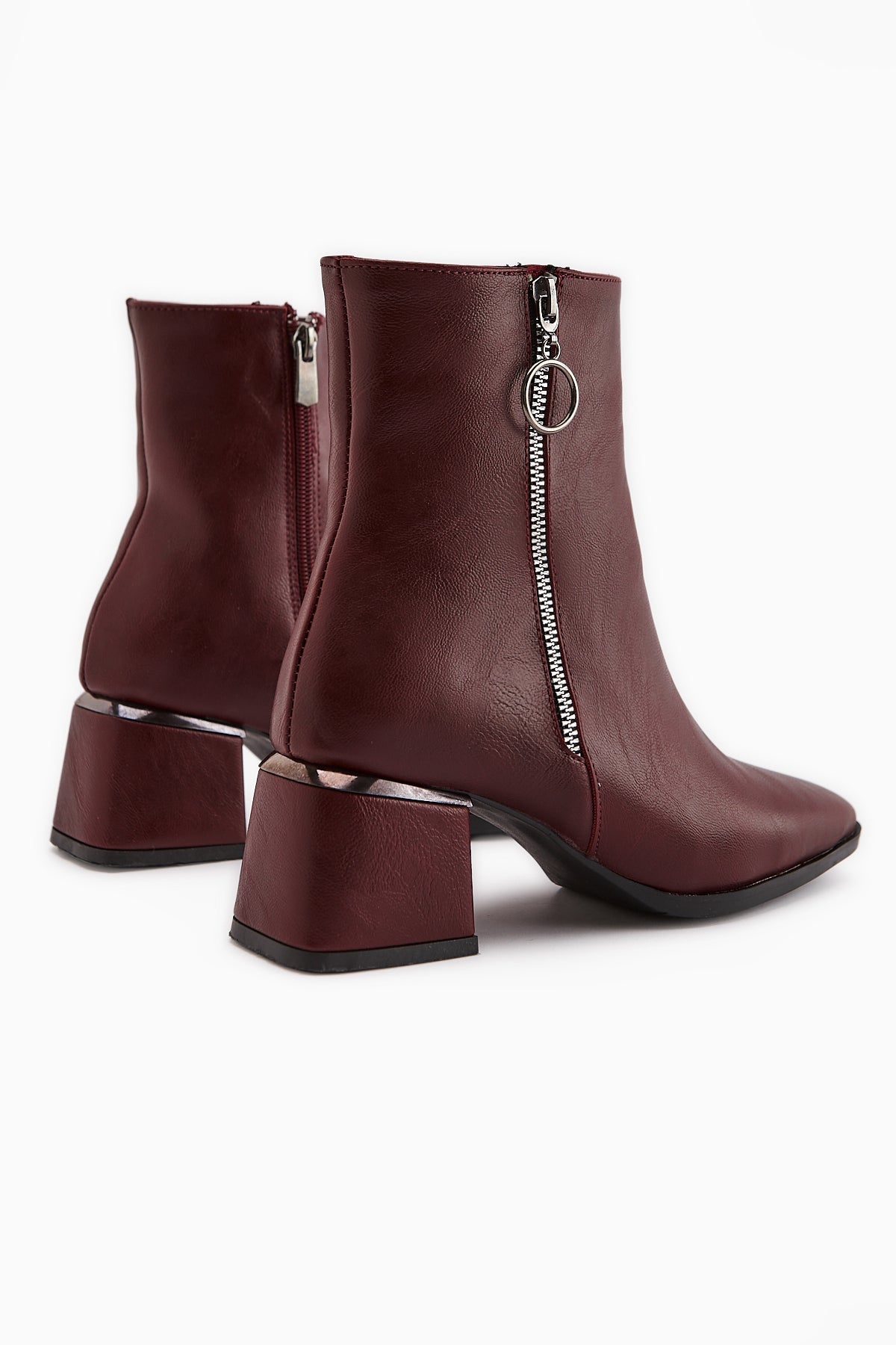 Deyana Maroon Zipper Accessorized Boot