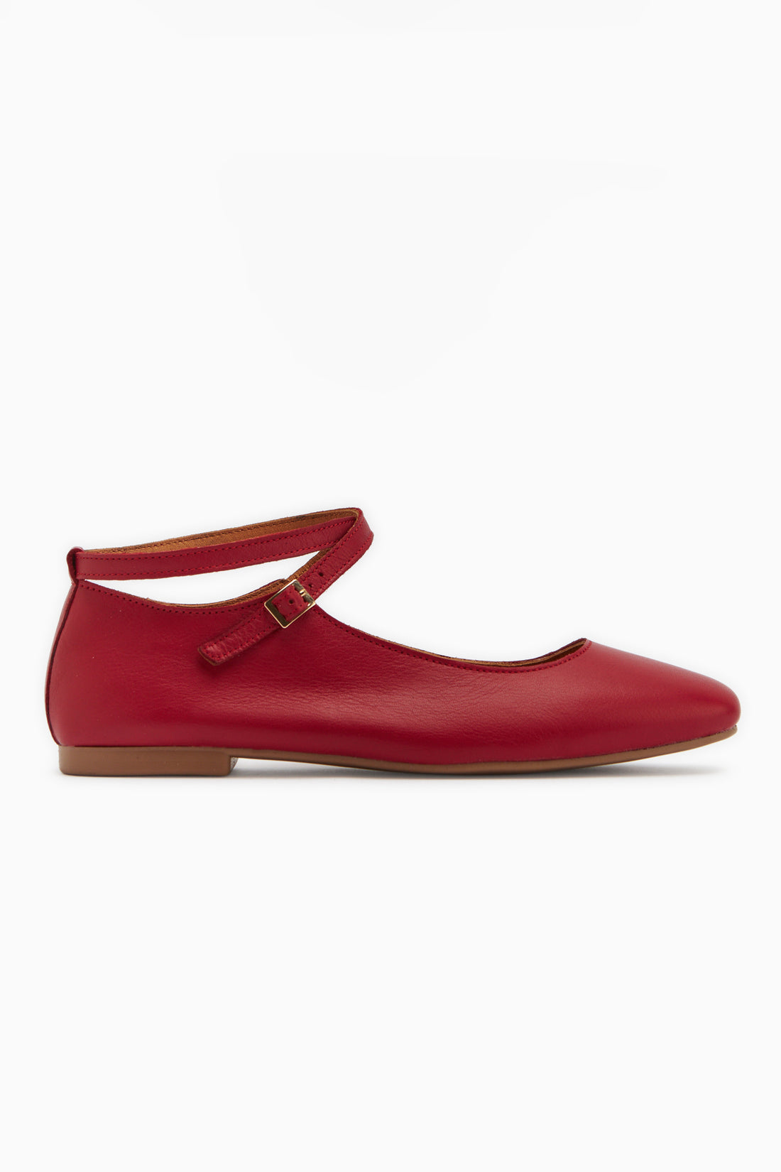 Genuine Leather Red Cross Strap Women’s Ballet Flats