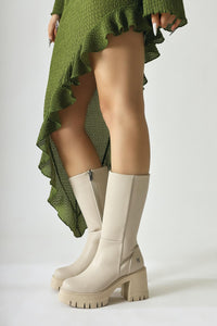 Chelsie Beige High Heel Platform Ankle Boot