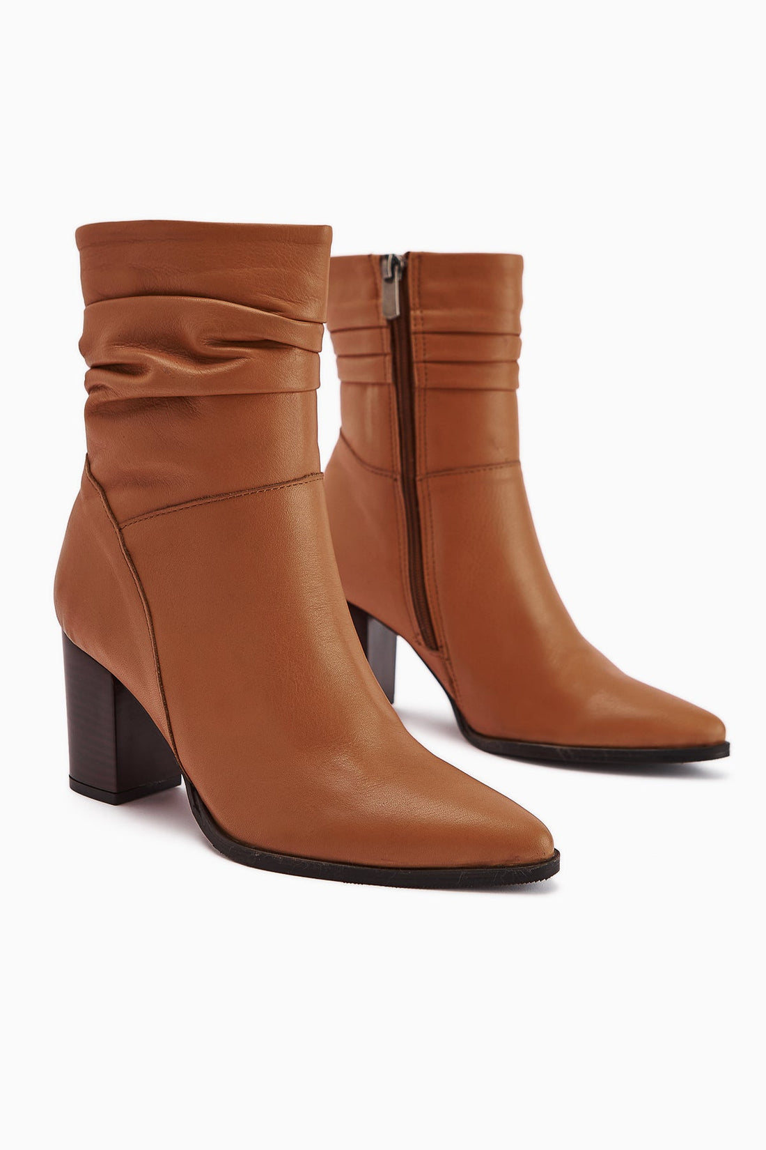 Tamina – Genuine Leather Cognac Pointed-Toe Heeled Boot (Women)