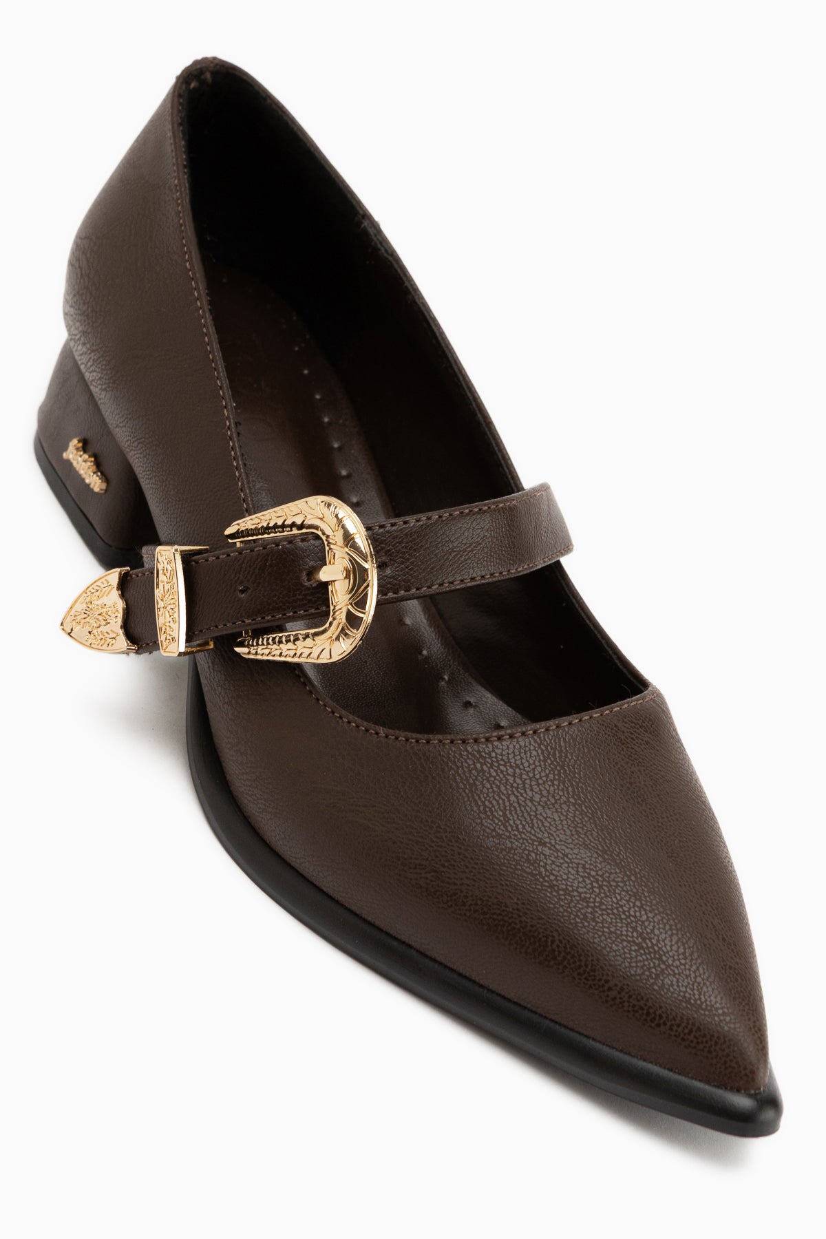 Jacklin Brown Strap Short Heeled Women’s Shoes