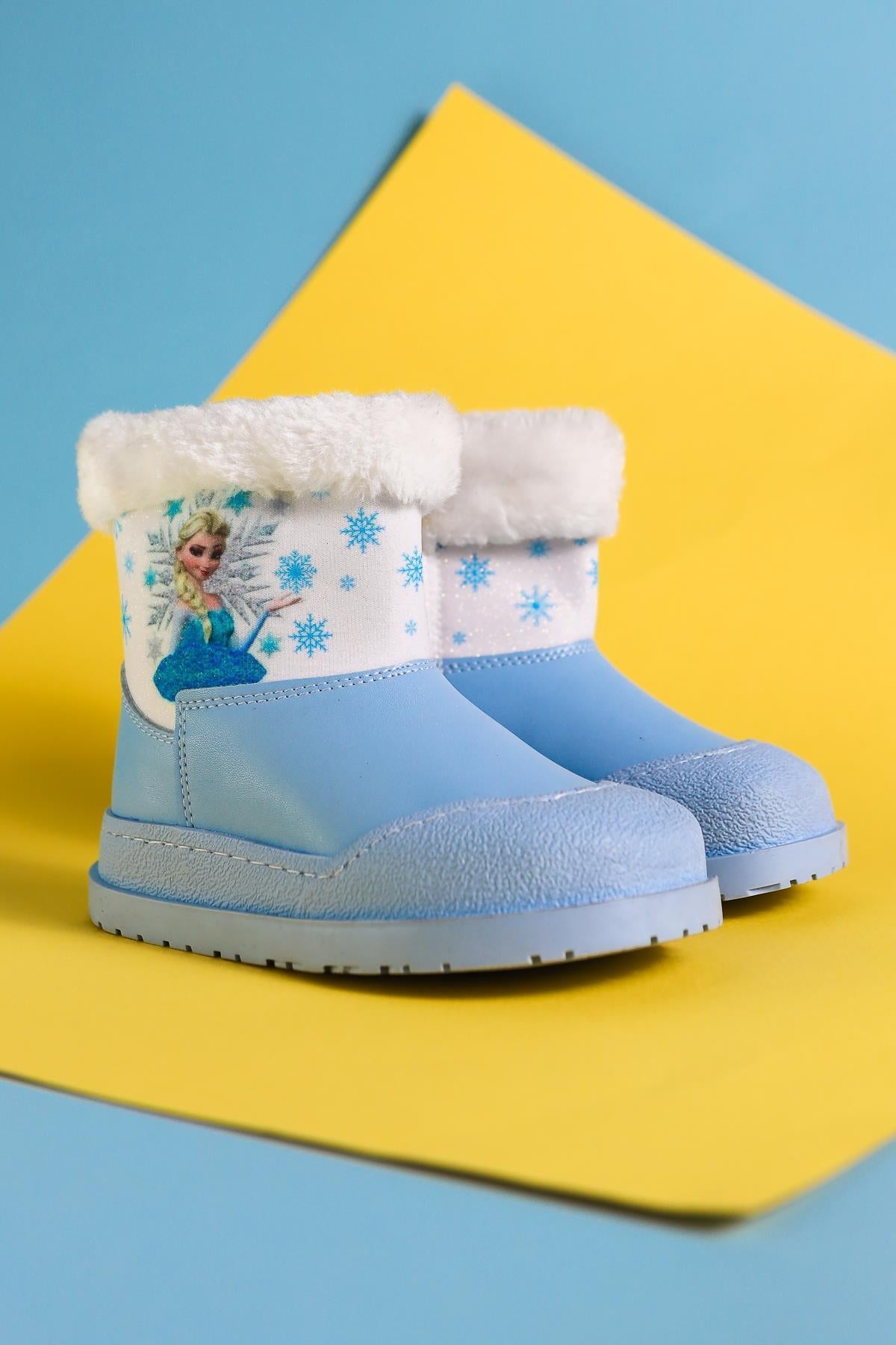 Hannah Blue Striped Character Print Fur-Lined Kids' Boots