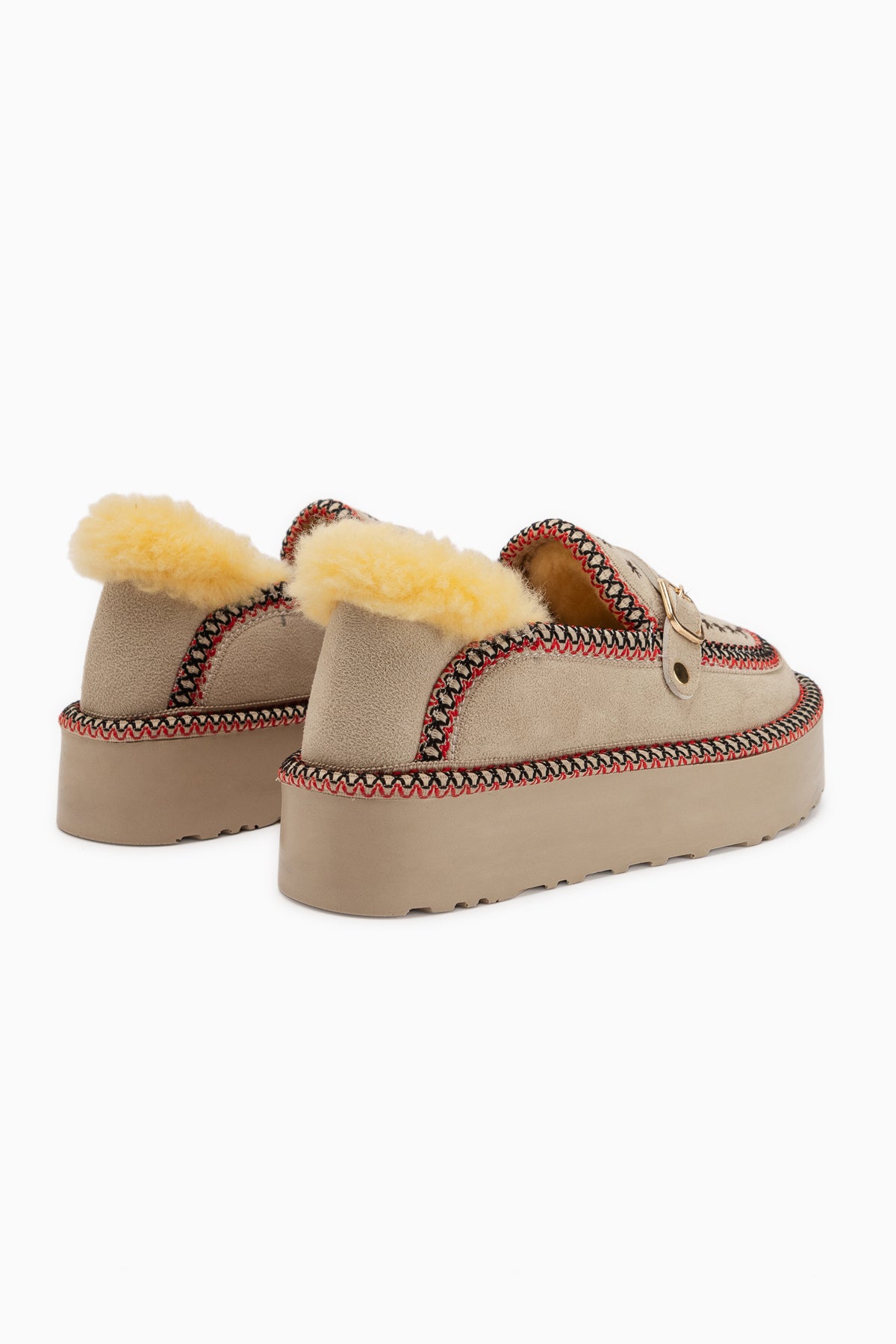 Lexi Ten Suede Embroidered Buckled Fur Women’s Shoes