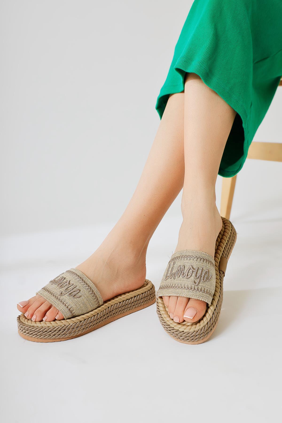 Vasana – Taupe Soft-Textured Thick-Sole Rope Slide (Women)