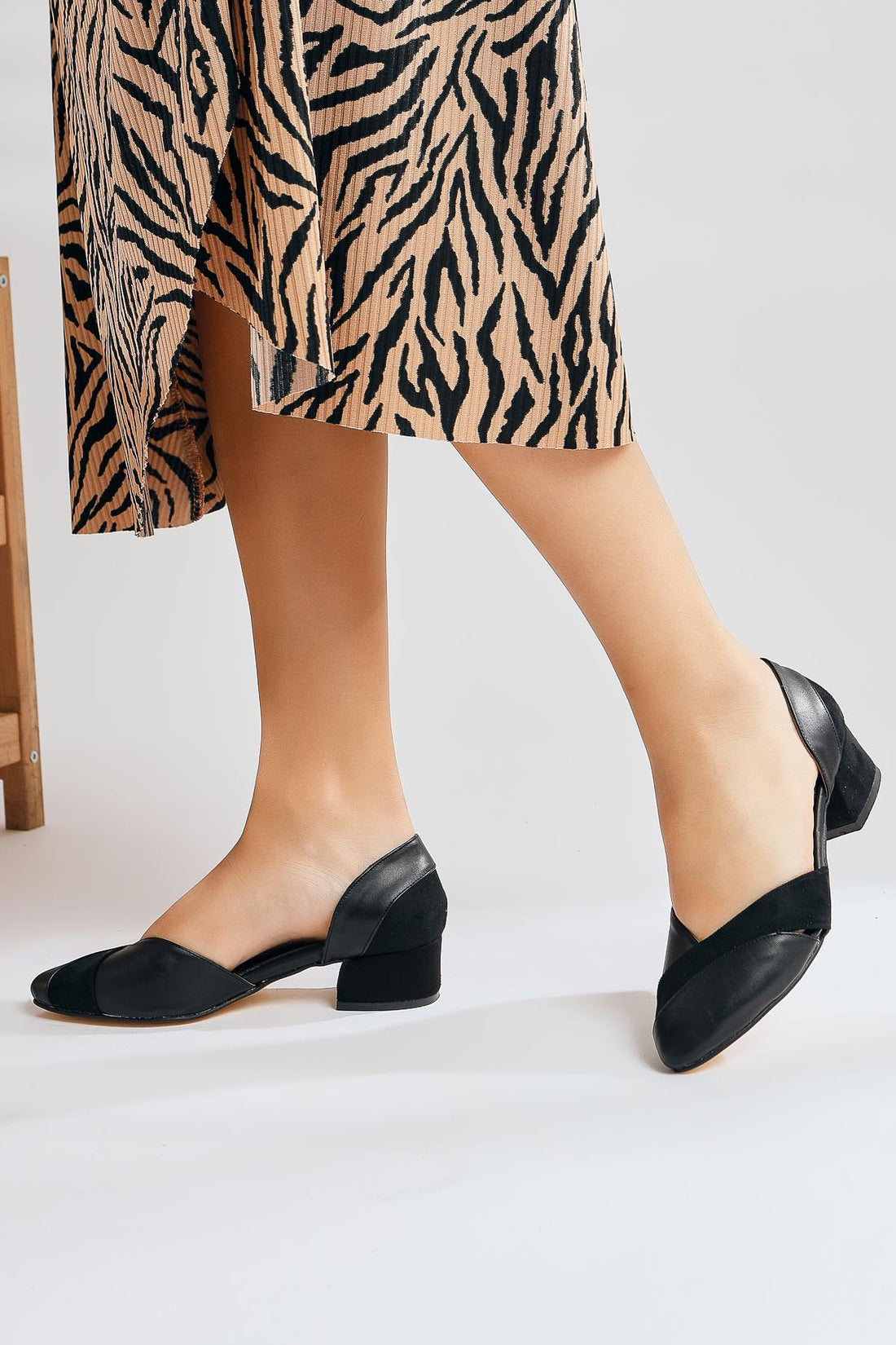 Jacquelyn Black Pointed Toe Low Heel Women’s Sandal