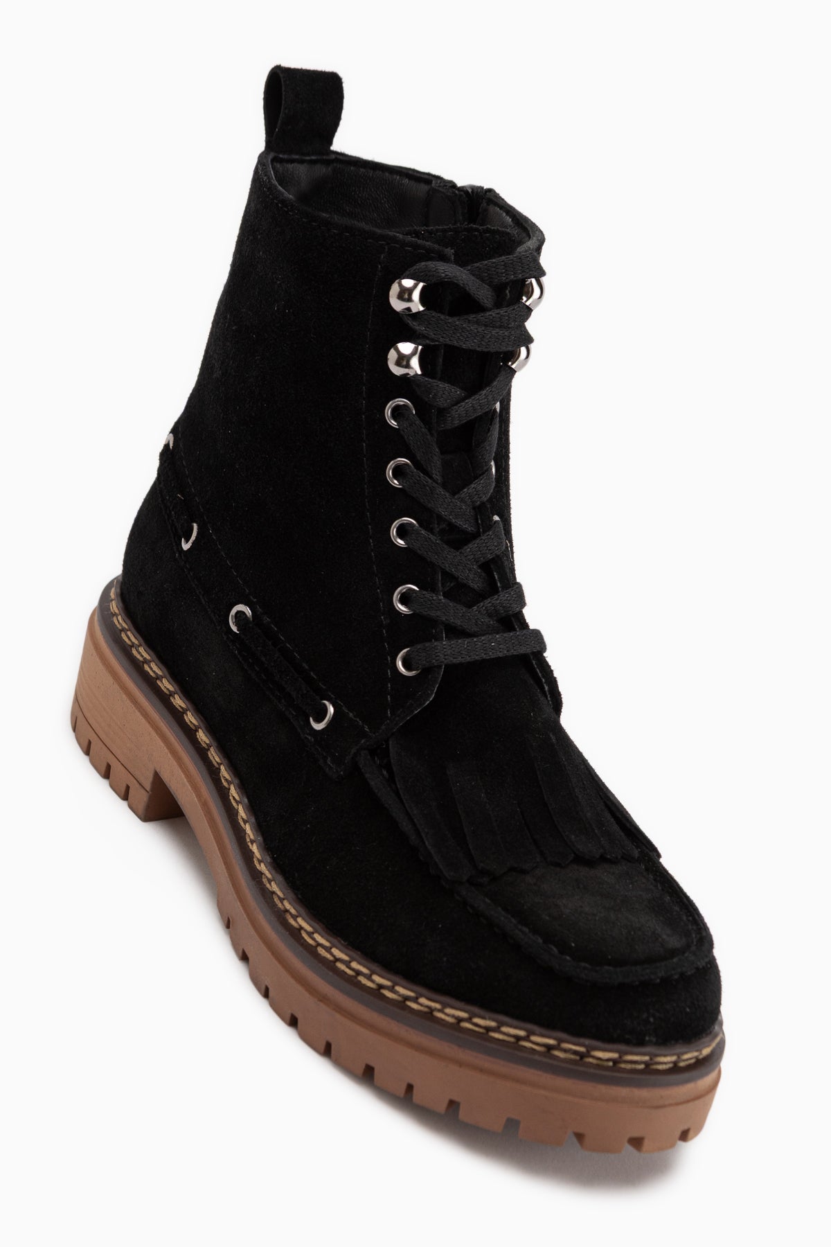 Minna Genuine Leather Black Suede Lace-Up Women’s Boots